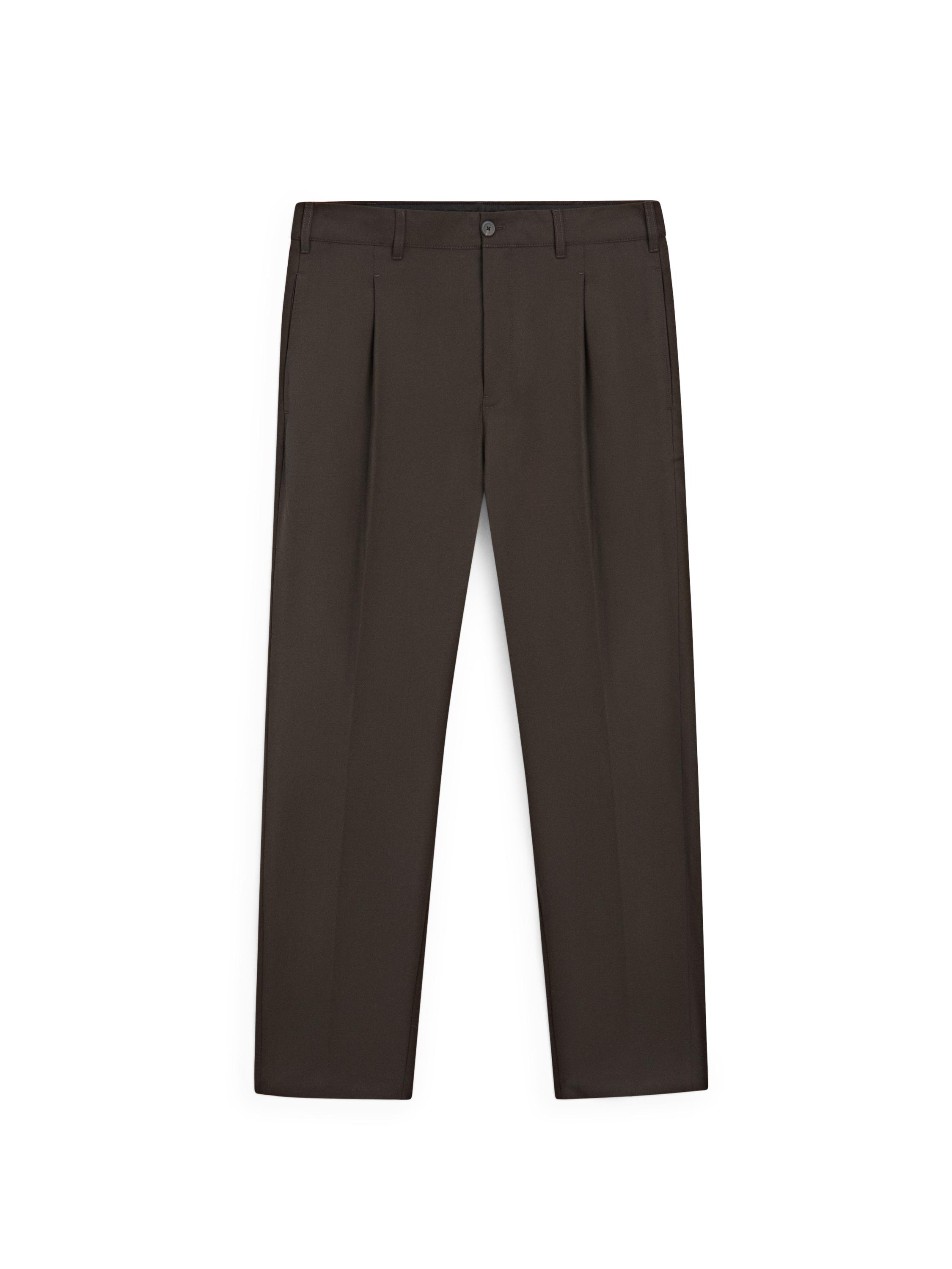 Relaxed fit wool blend trousers — BROWN