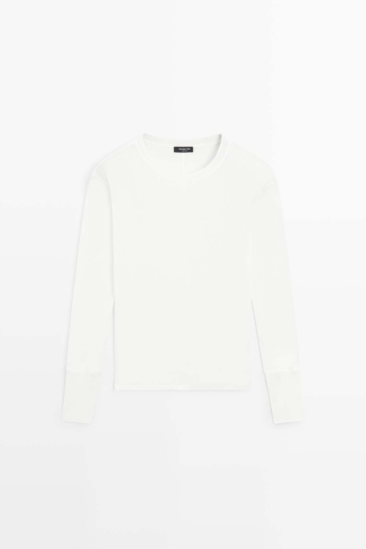 Long sleeve T-shirt with cuff detail — Off white