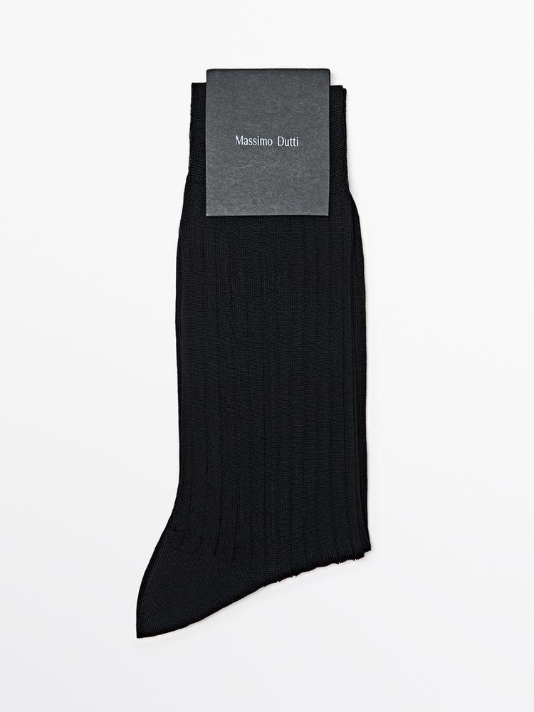 Ribbed smart socks — BLACK