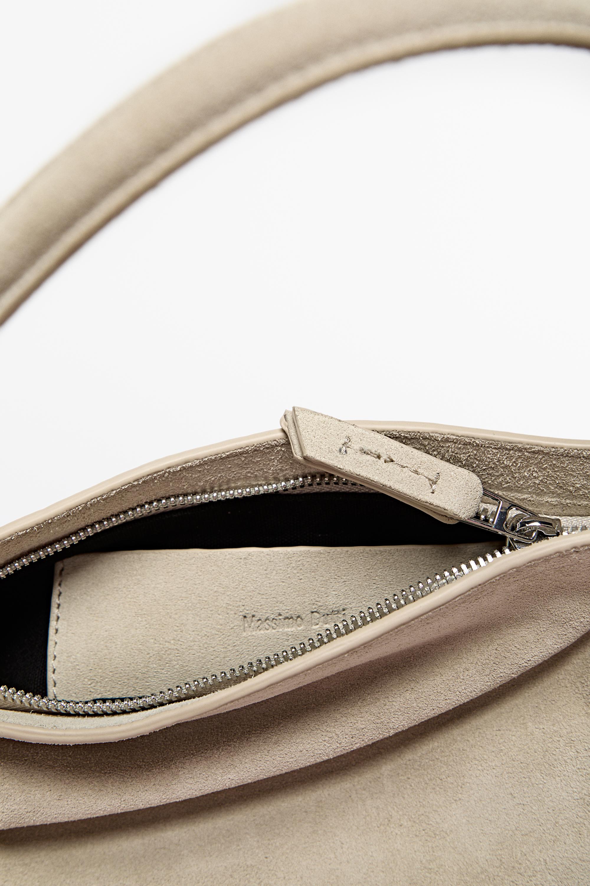 Split suede leather shoulder bag — Ecru