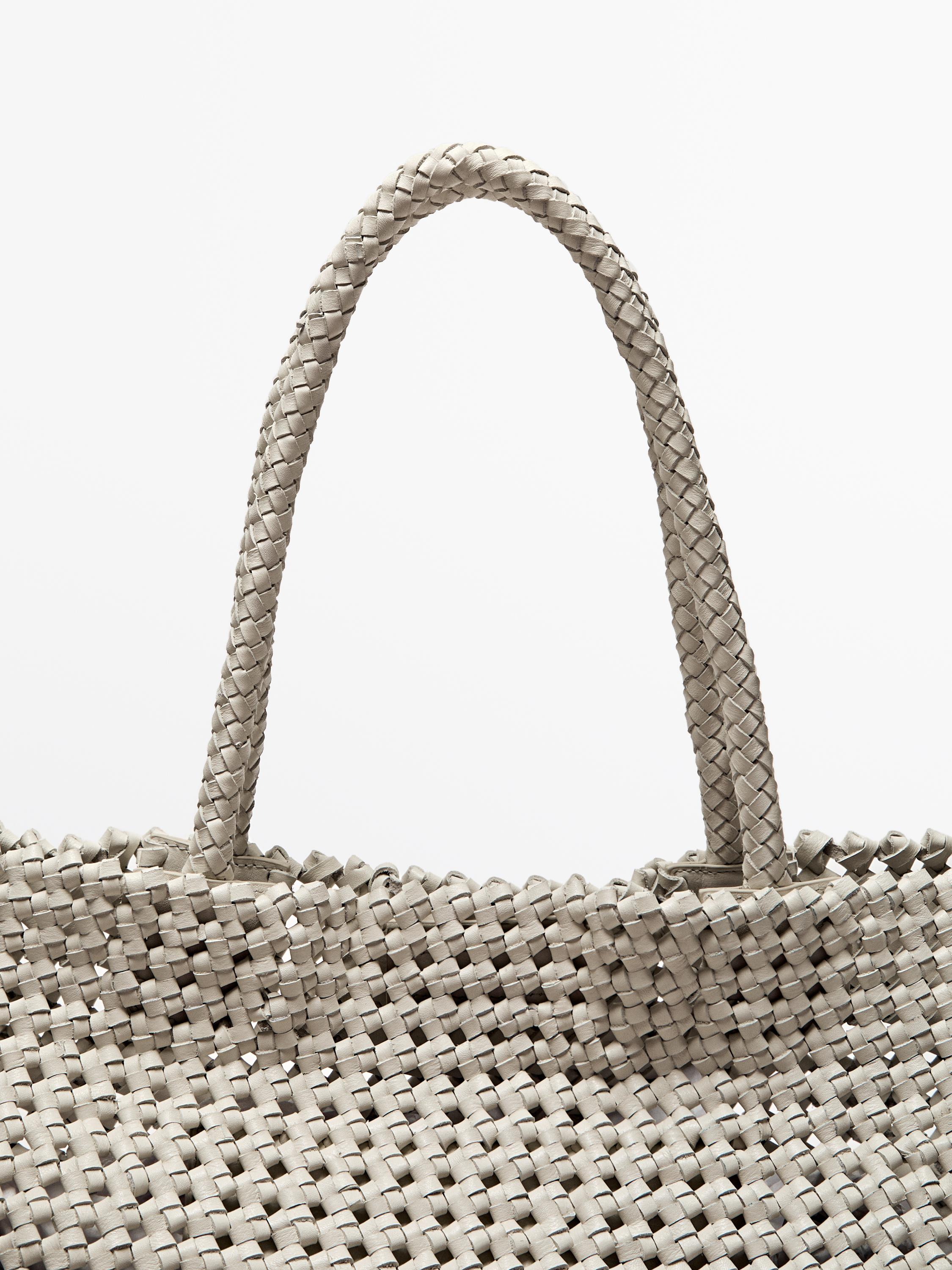 Braided nappa leather shopper bag