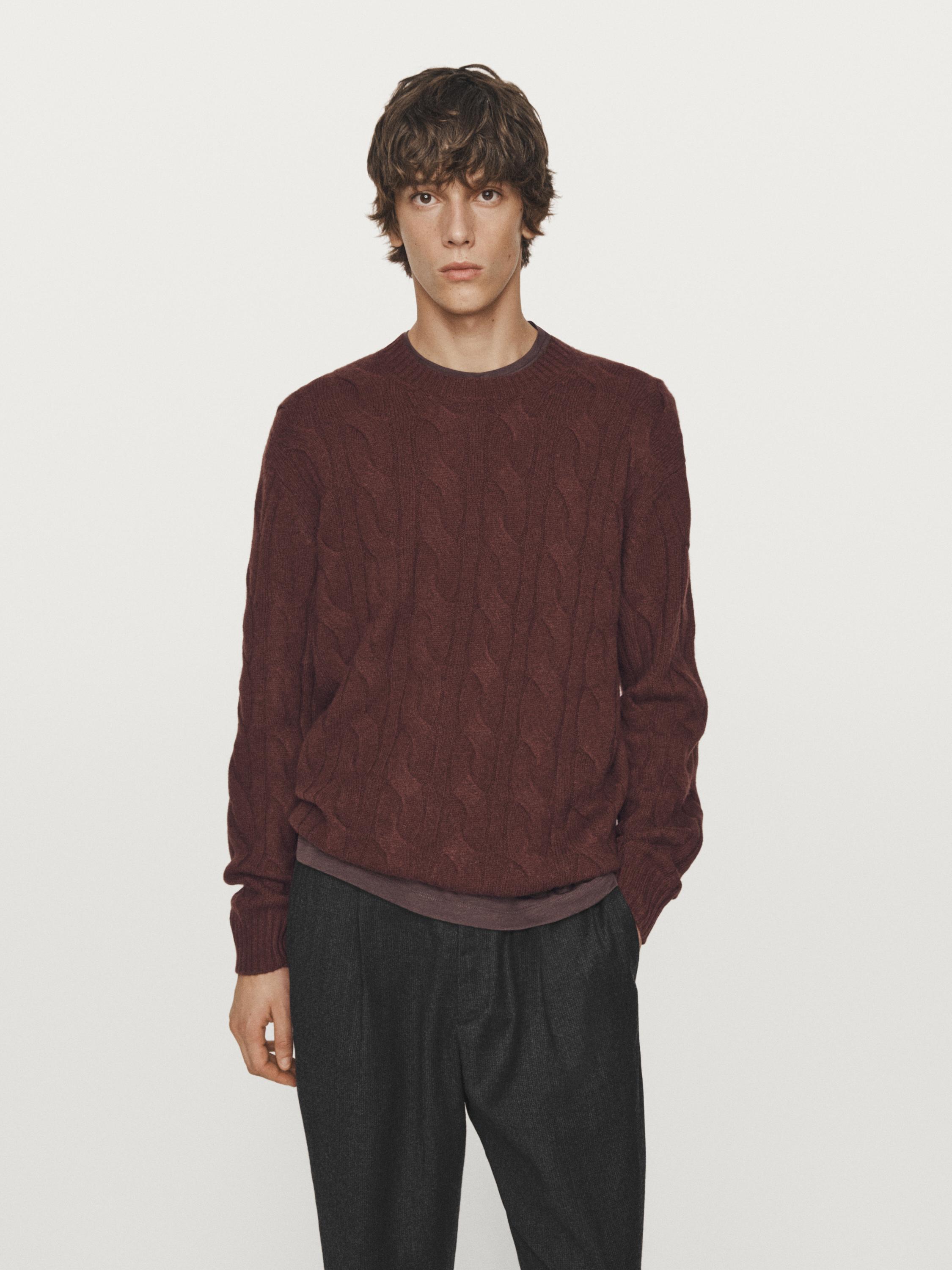 سويتر من الصوف المخلوط بحياكة مجدولة