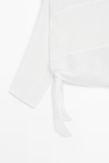 Flowing linen blend blouse — Off white 7