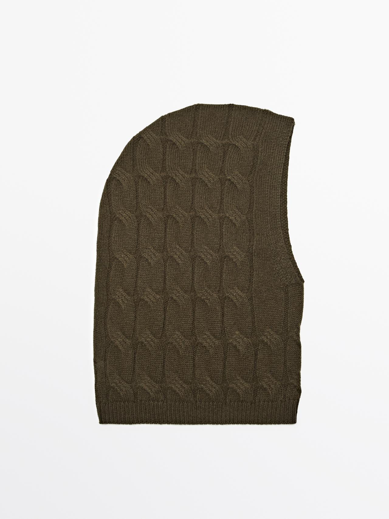 Massimo Dutti - Dames - Gevlochten Bivakmuts - Groen - 01
