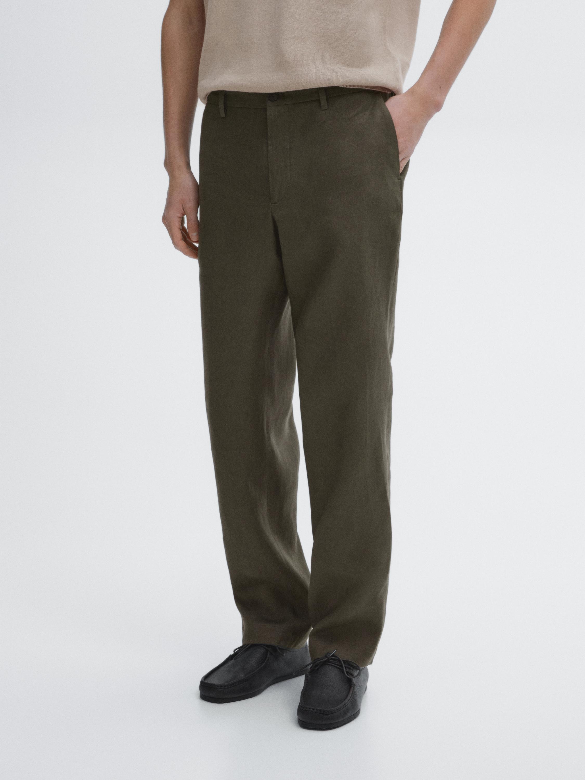 100% linen regular fit trousers