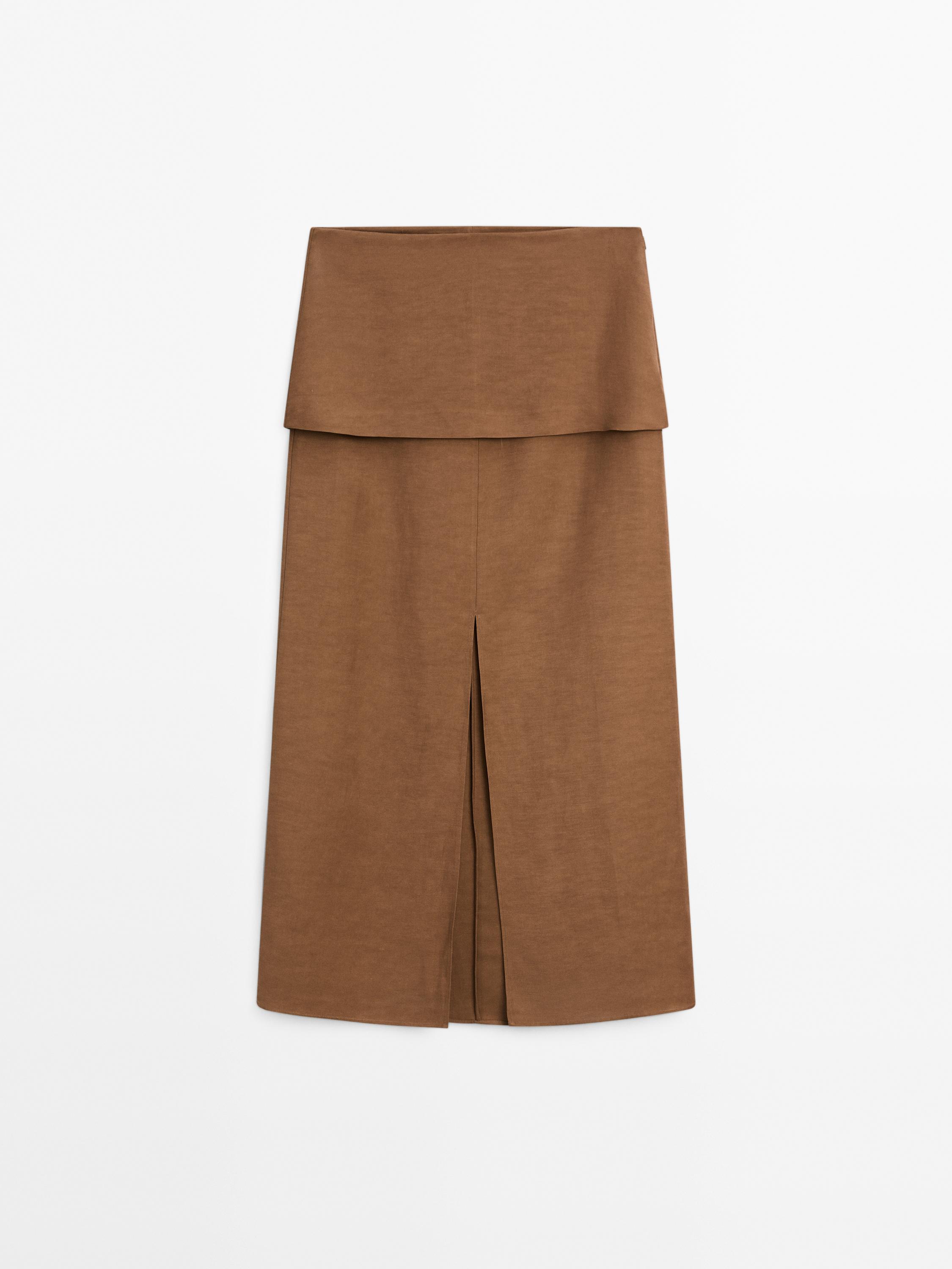 Midi flowing skirt with corset belt detail