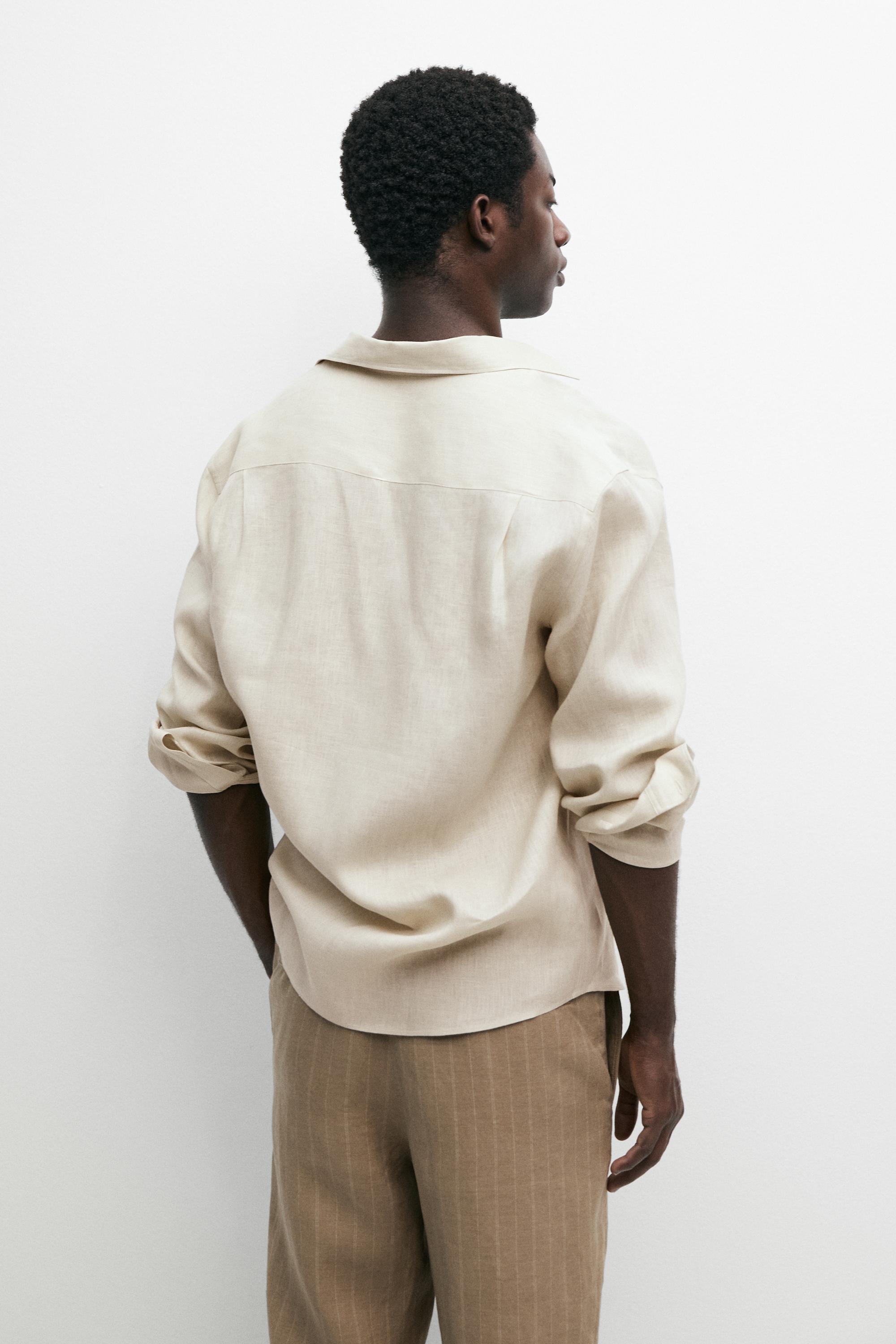 Regular fit 100% extra-fine linen shirt — BEIGE