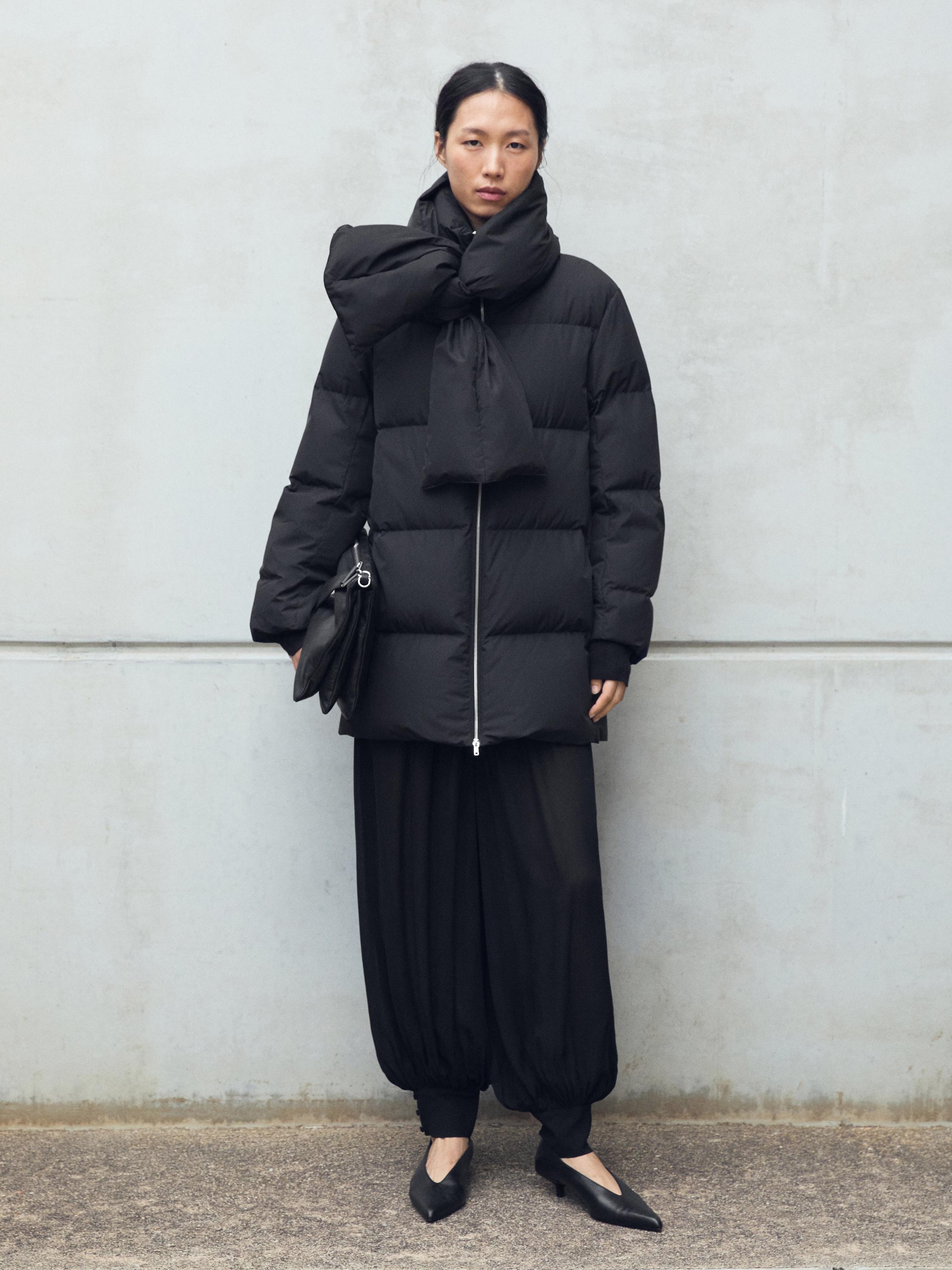 Water-repellent puffer jacket — BLACK