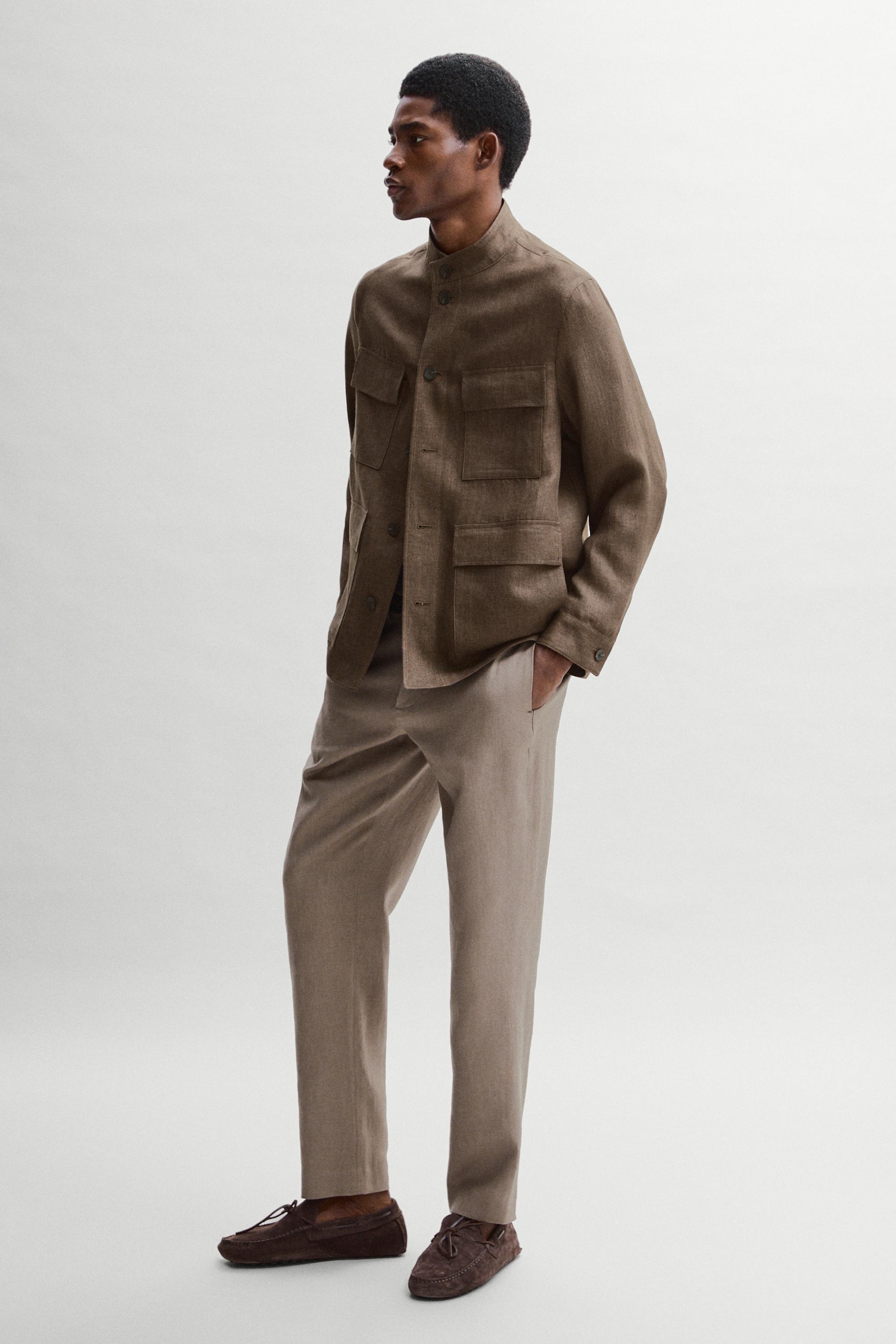 Total look faded linen overshirt