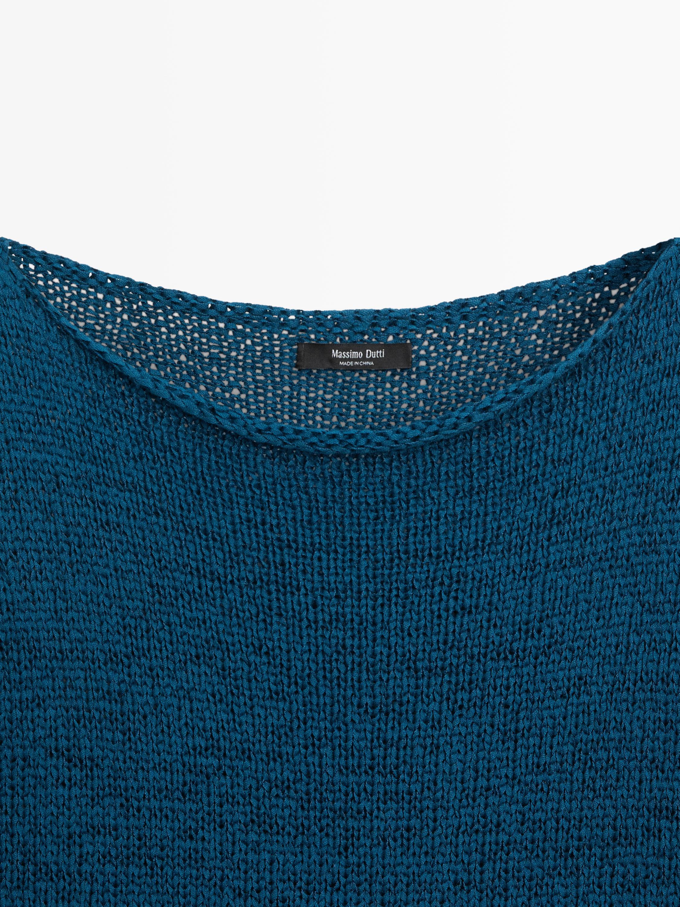 Cotton blend cutwork sweater — BLUE