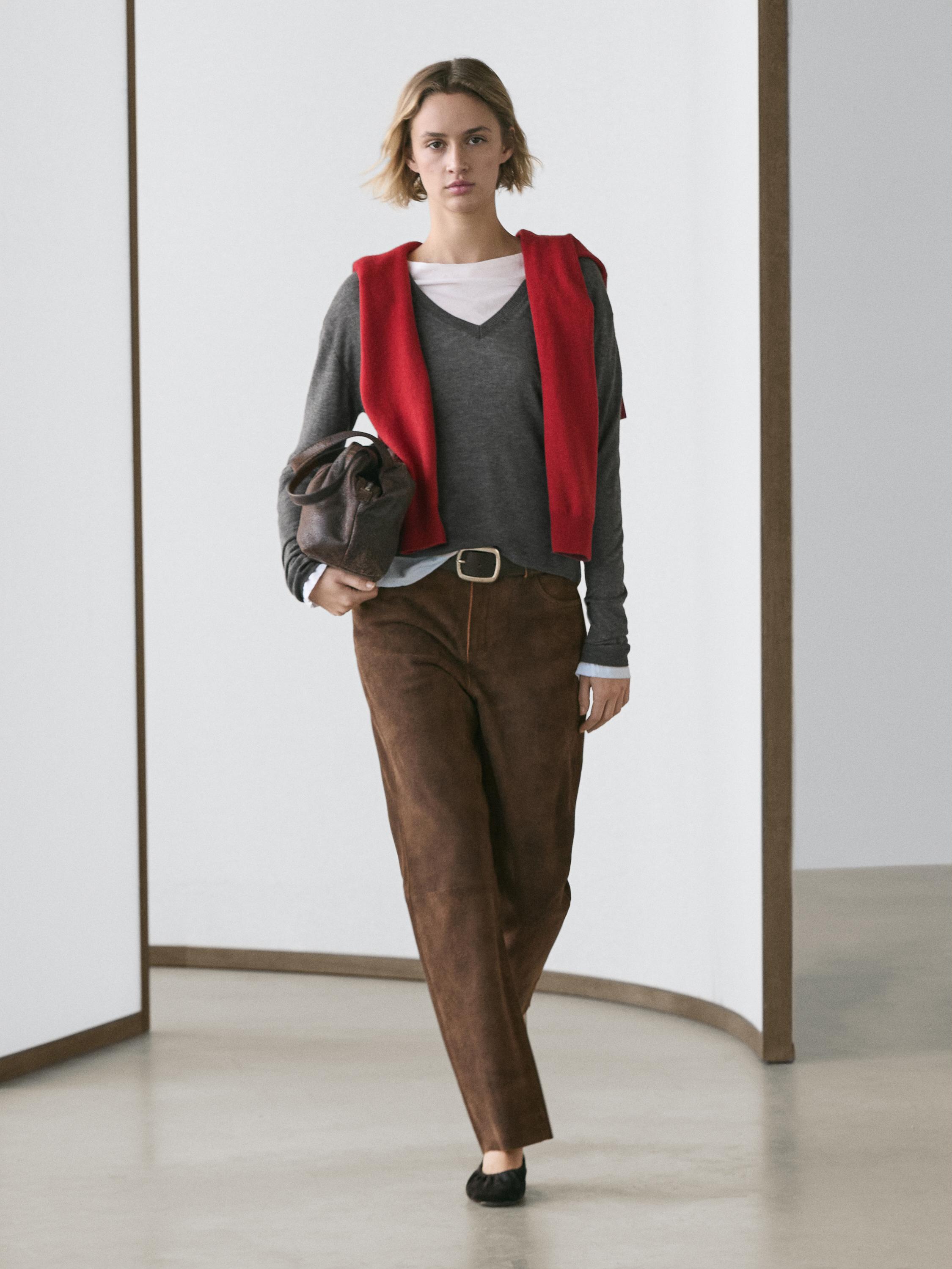 Dzianinowy sweter z mieszanki jedwabiu i wełny