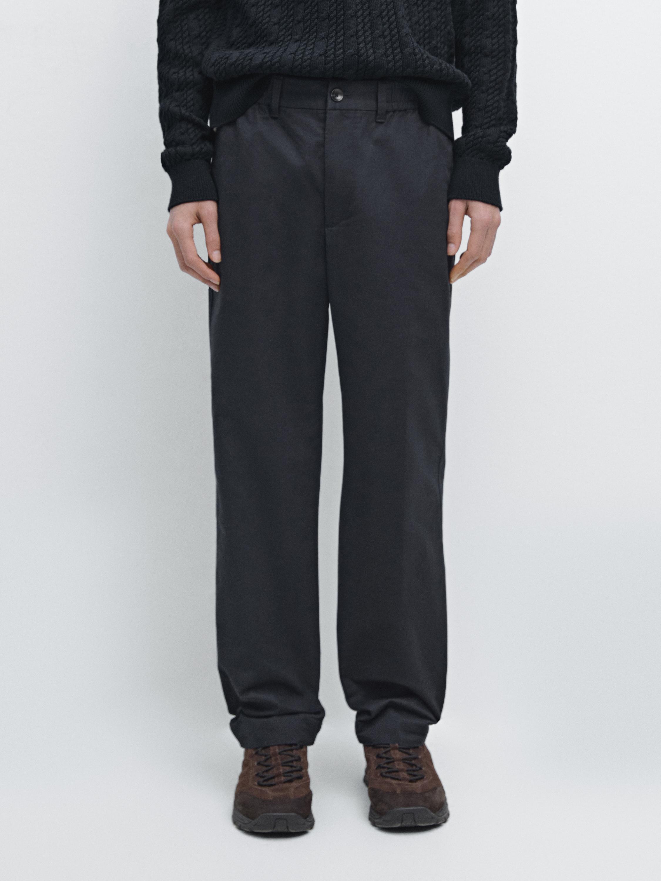 Cotton blend jogger fit trousers — NAVY BLUE