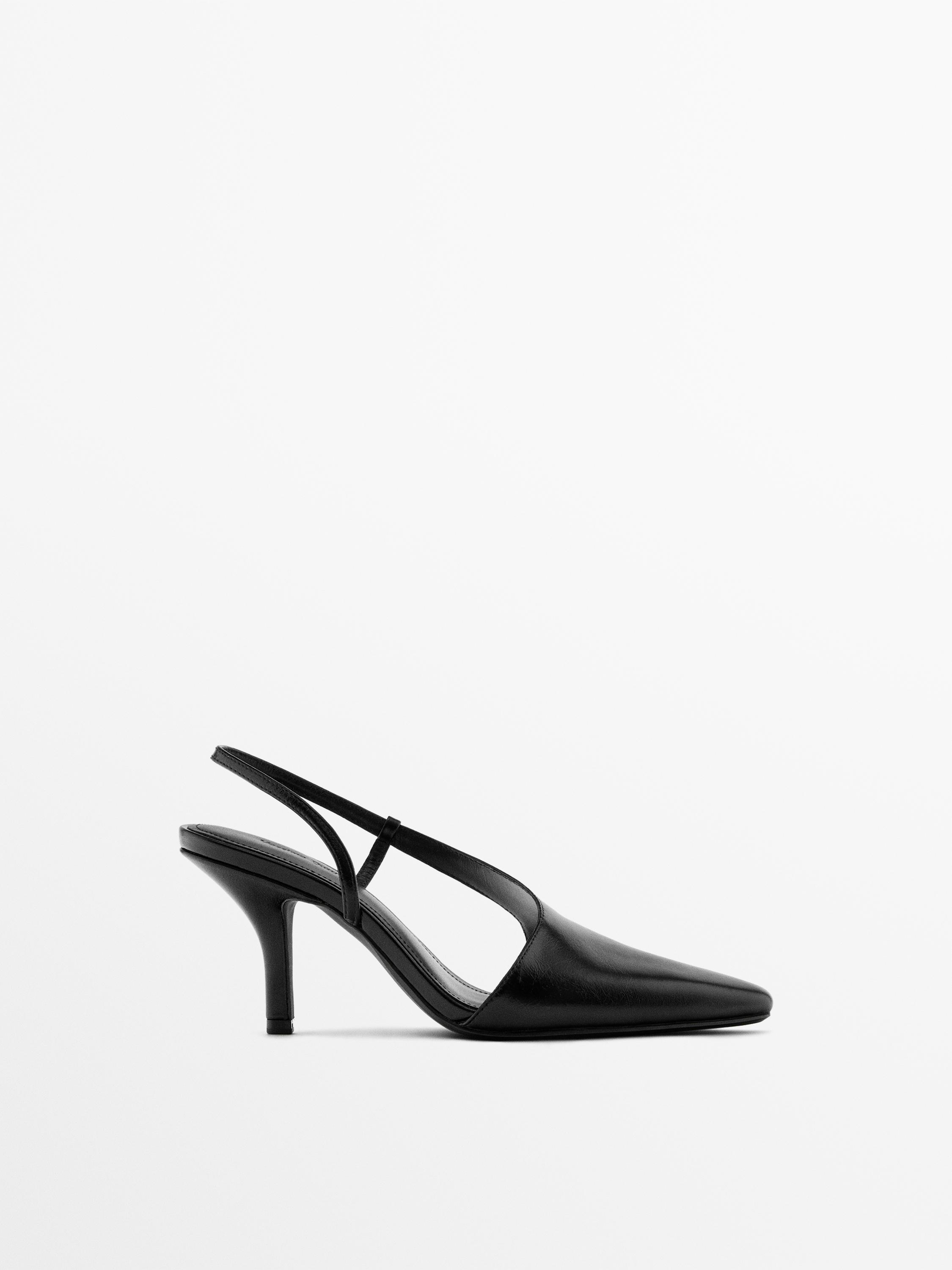 Asymmetric high-heel shoes — BLACK