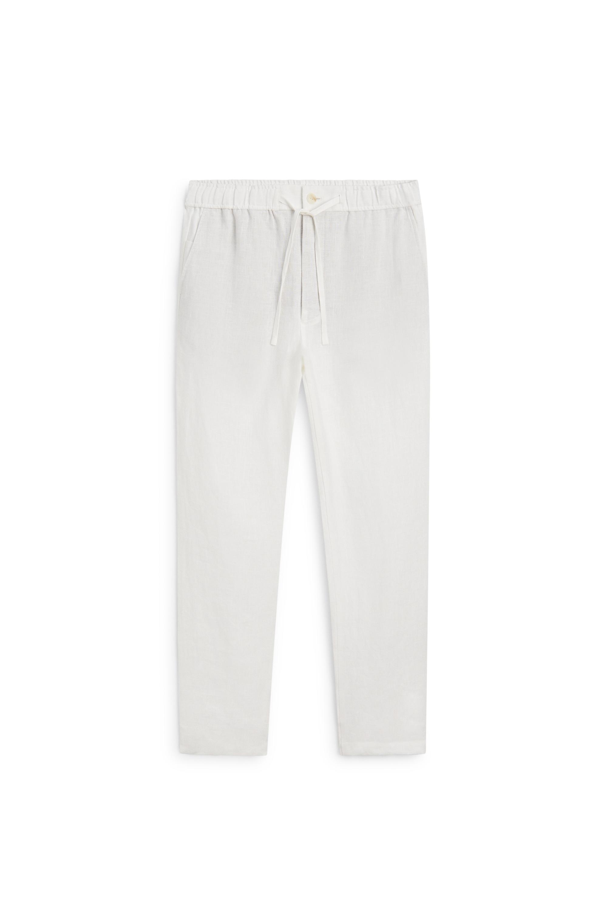 100% linen jogger fit pants — WHITE