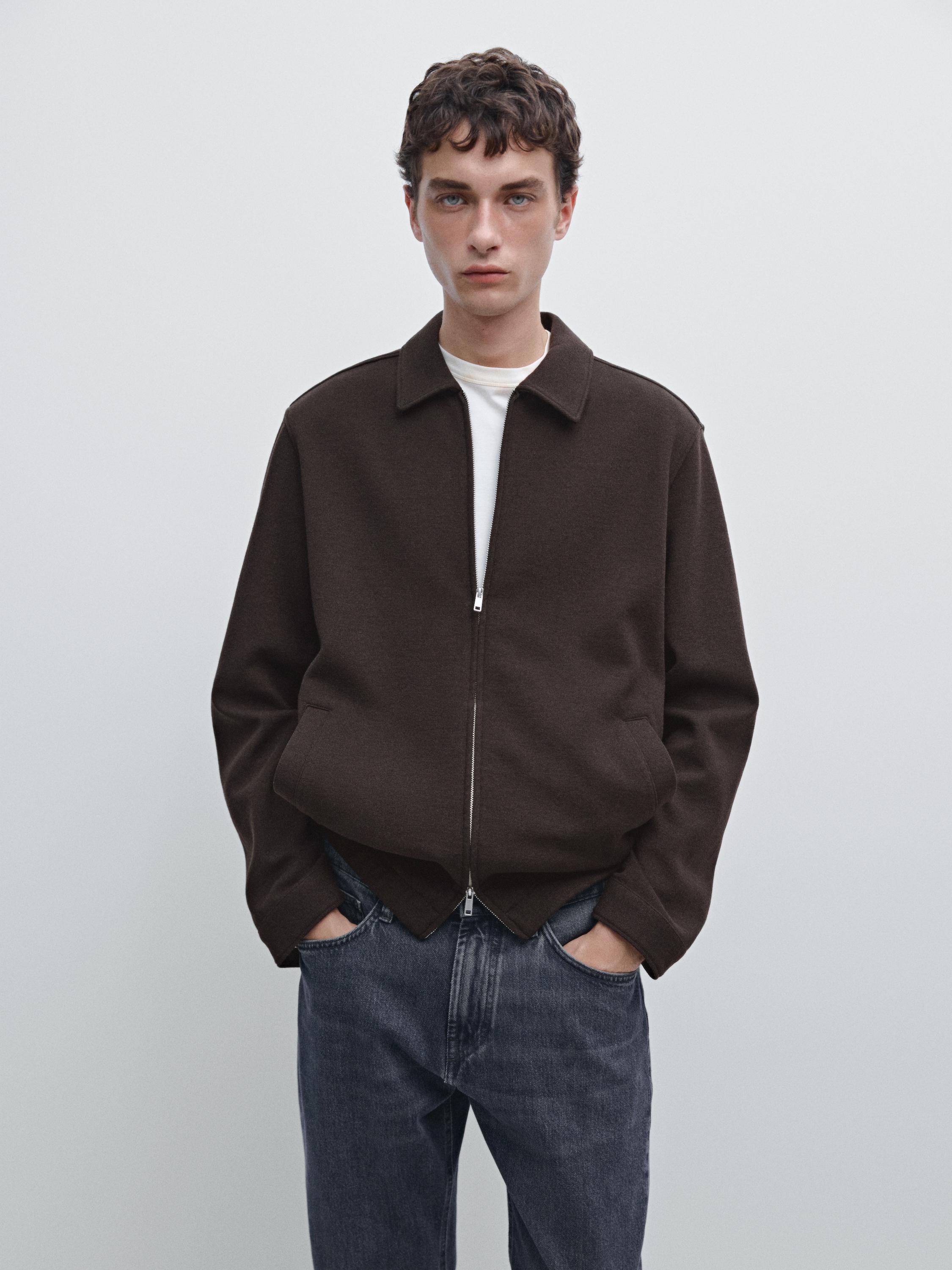 Short double-knit jacket with wool