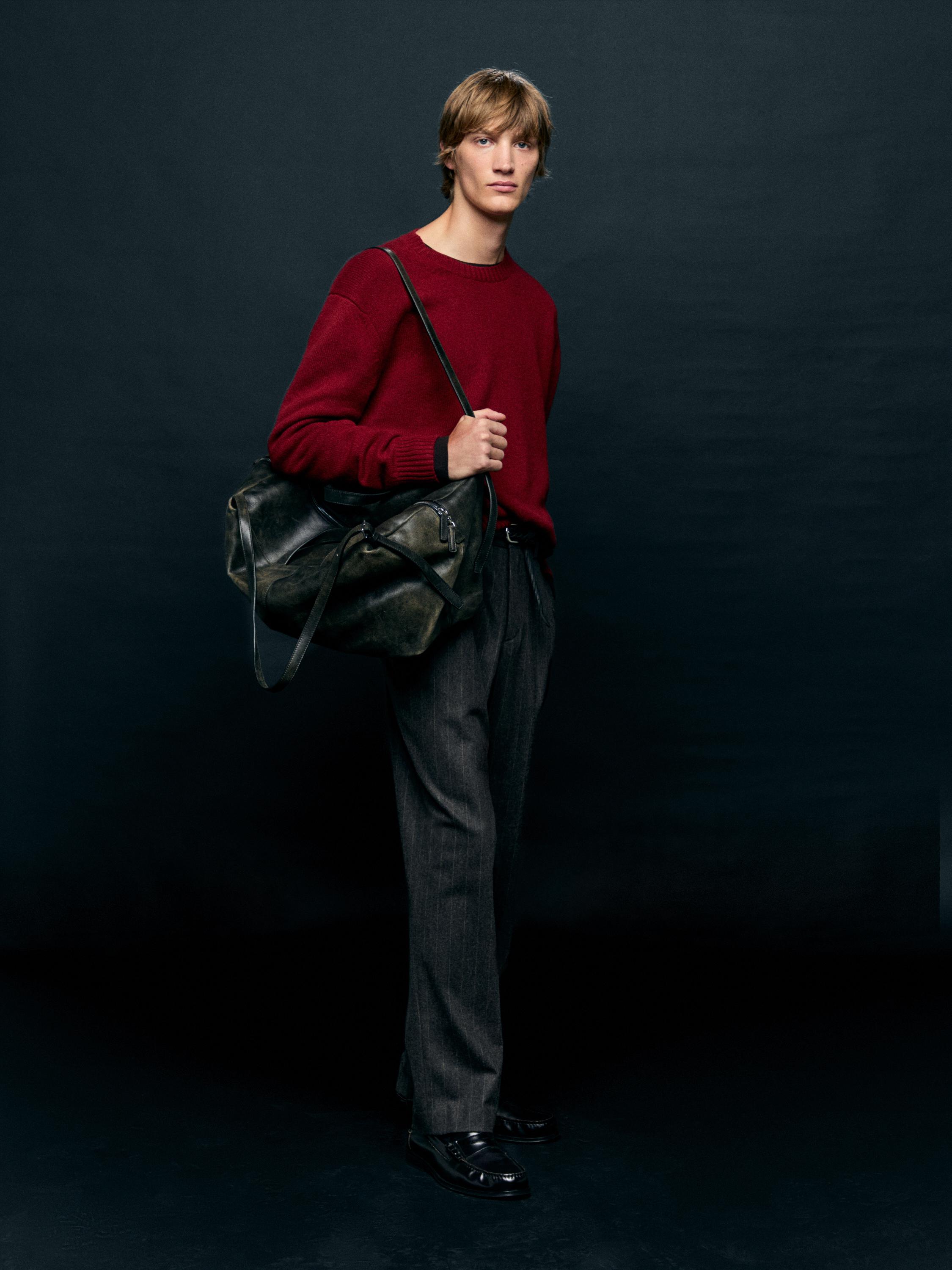 Crackled nappa leather duffle bag