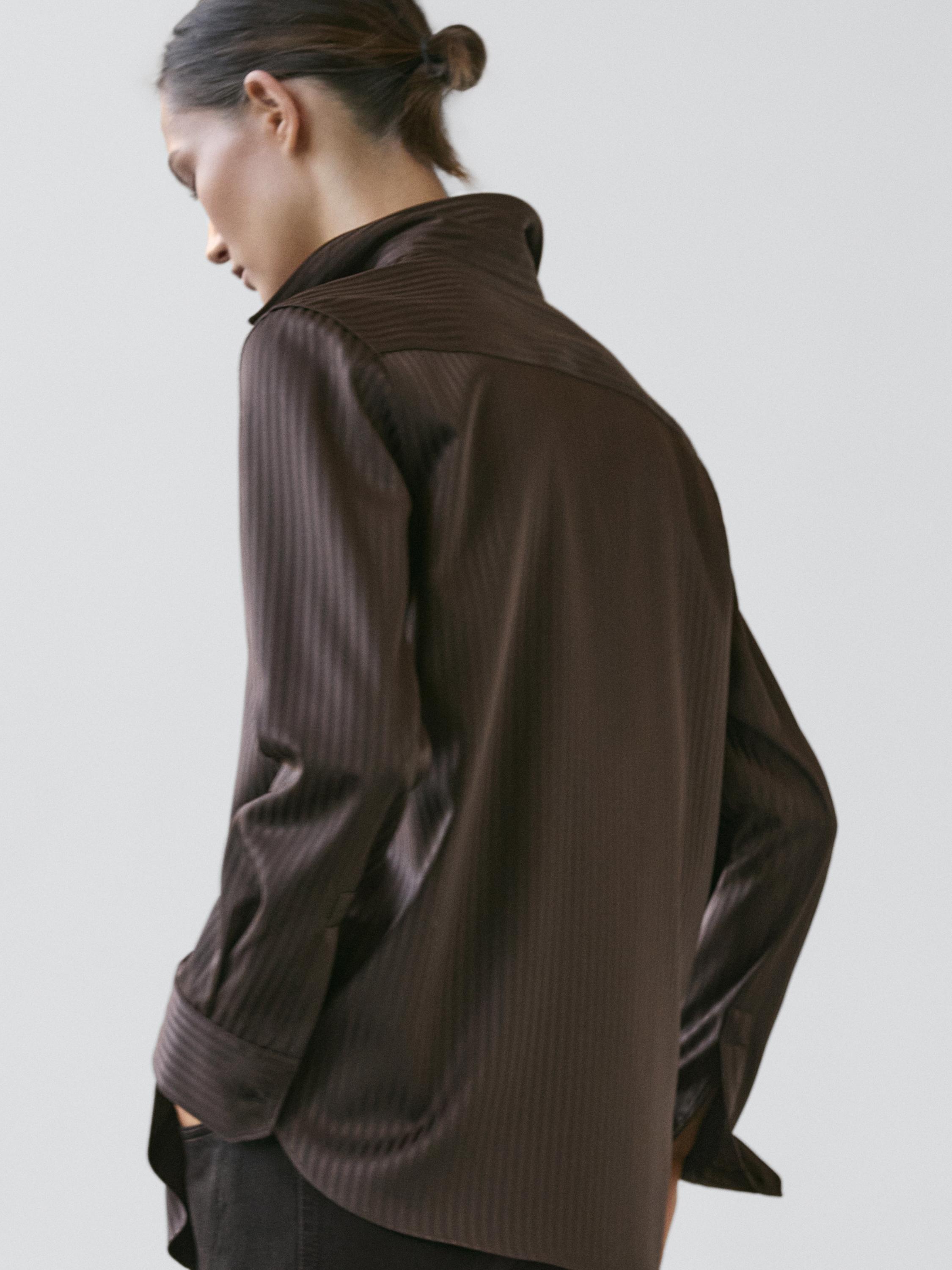 Striped flowing shirt — BROWN