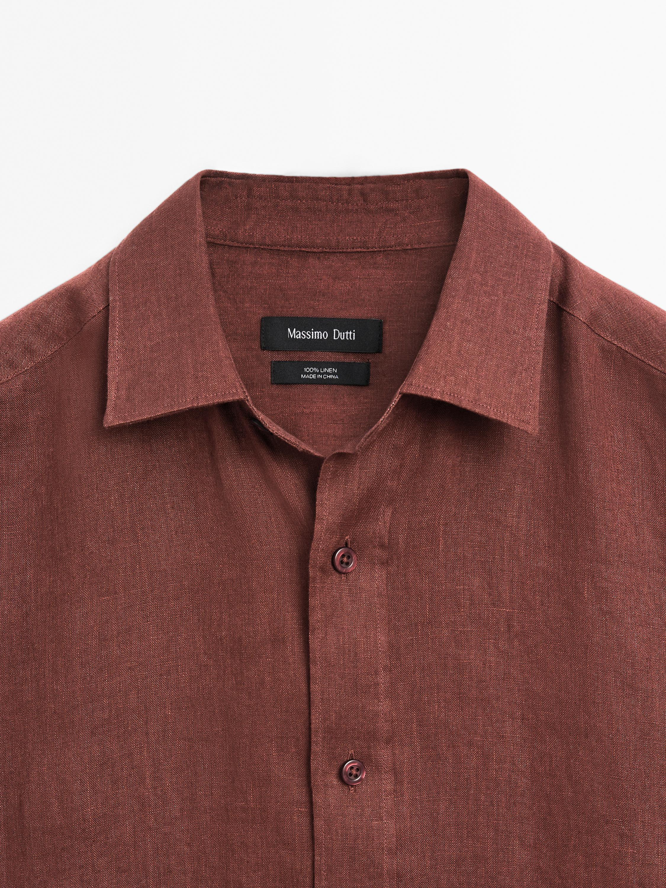 Camisa slim fit 100% lino