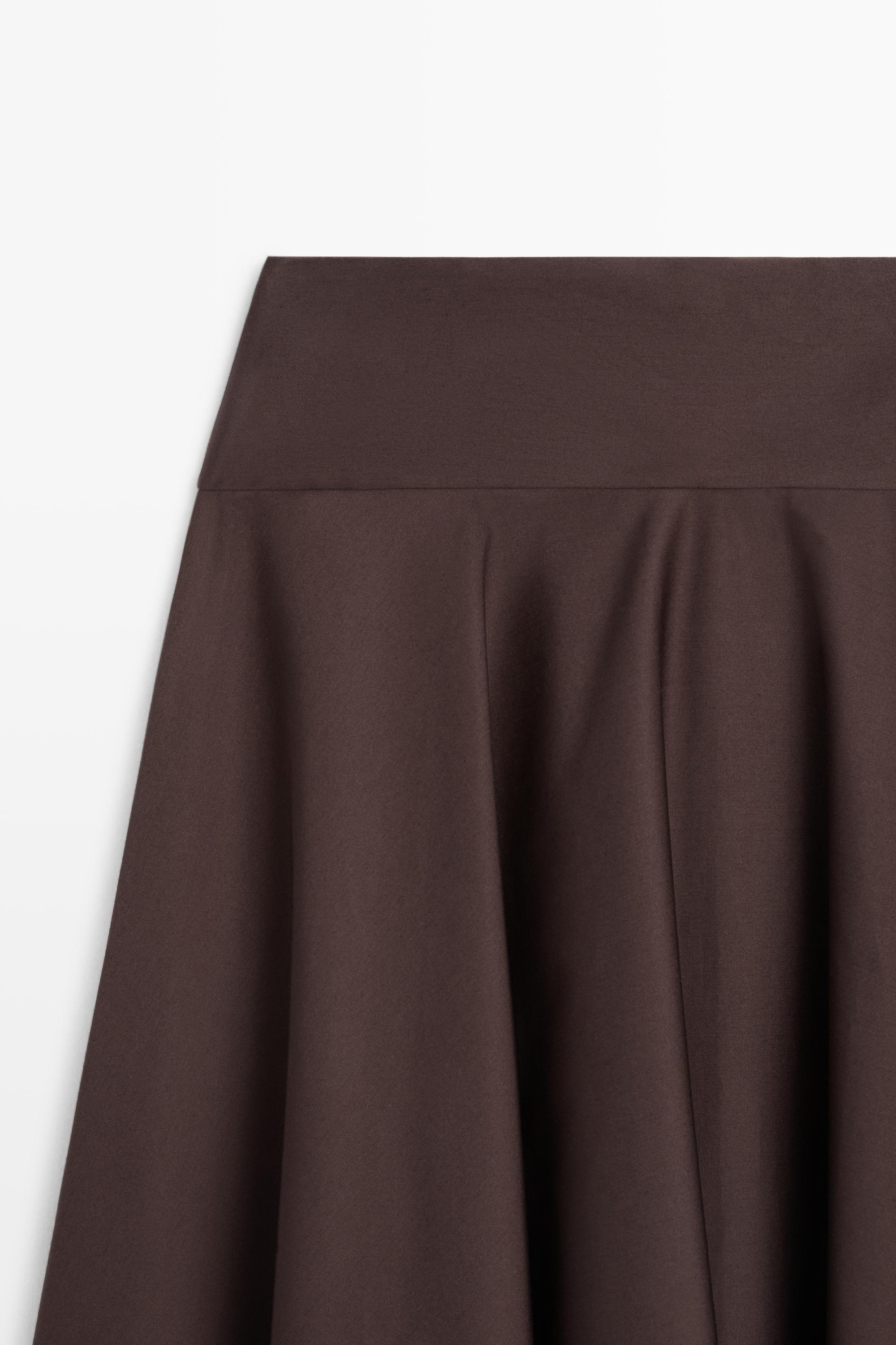Flounce midi skirt with yoke detail — BROWN
