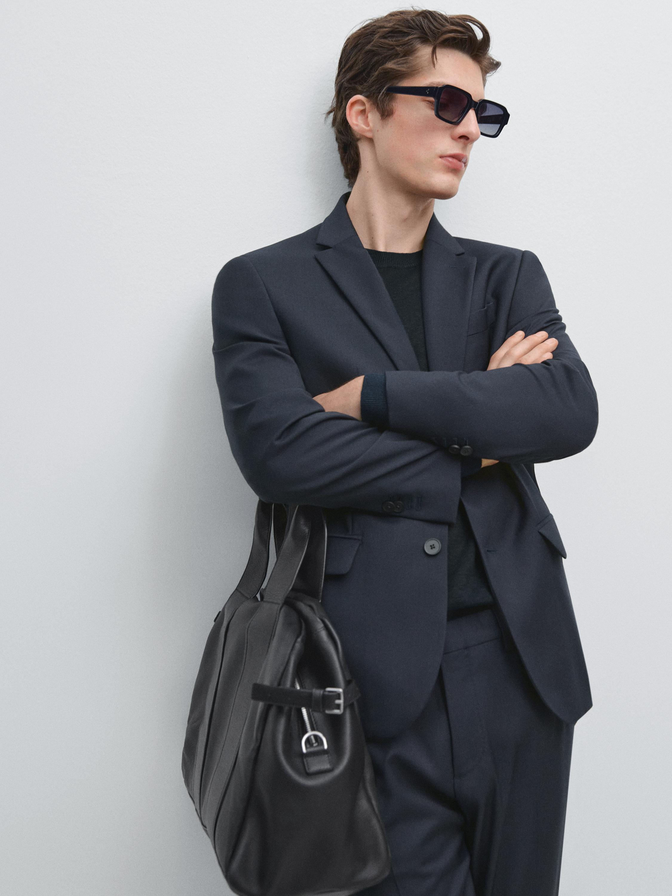 100% cool wool suit blazer — NAVY BLUE