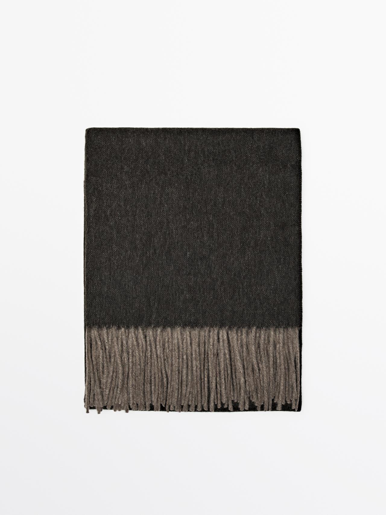 Massimo Dutti - Dame - Tosidet Tørklæde I 100% Uld - Brun - 01