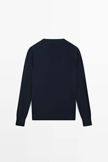V-neck knit sweater — NAVY BLUE 6