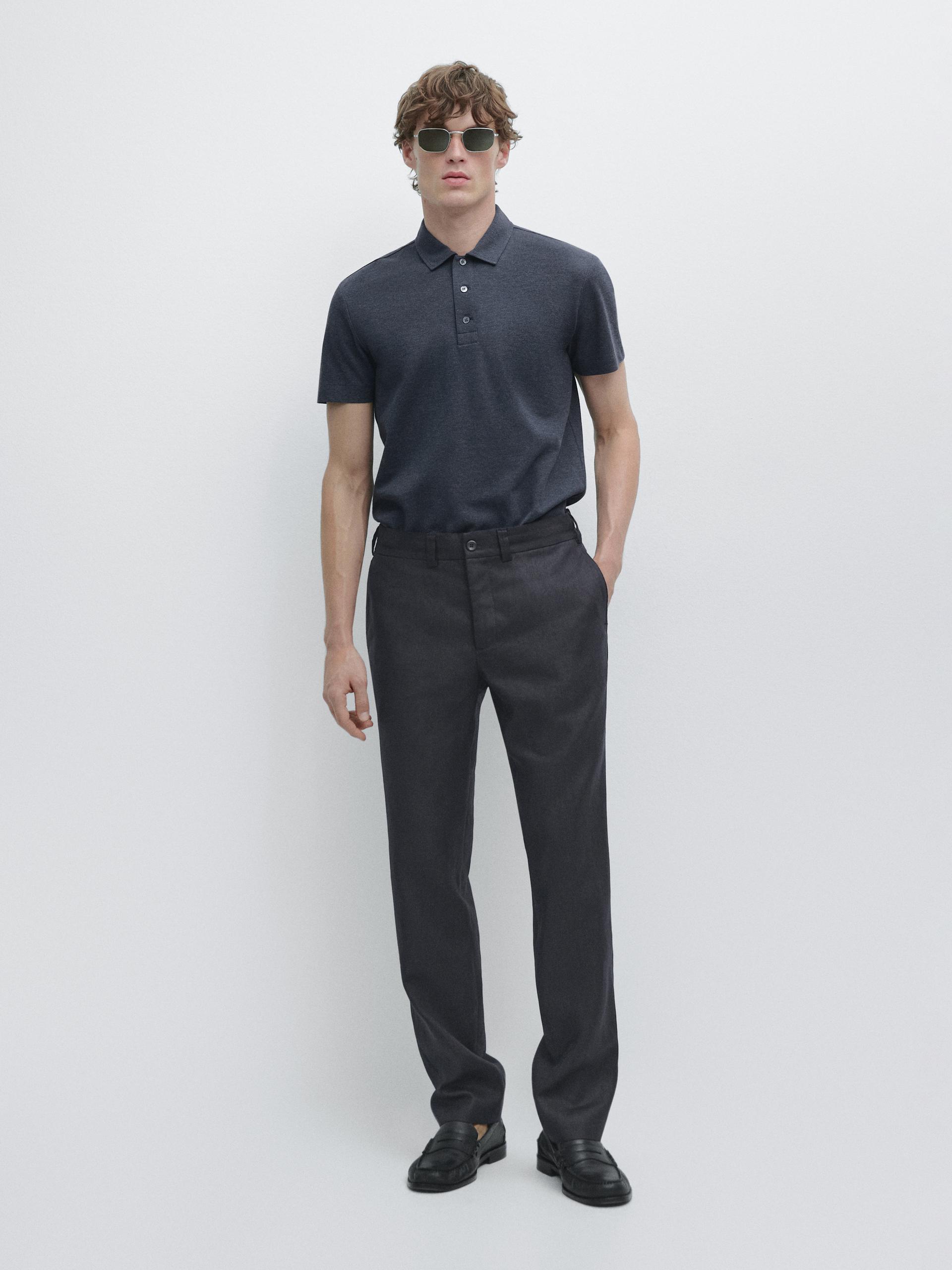 Pantaloni Con Vita Elasticizzata 100% Lino - Azzurro Profondo - M - Massimo Dutti - Maschile