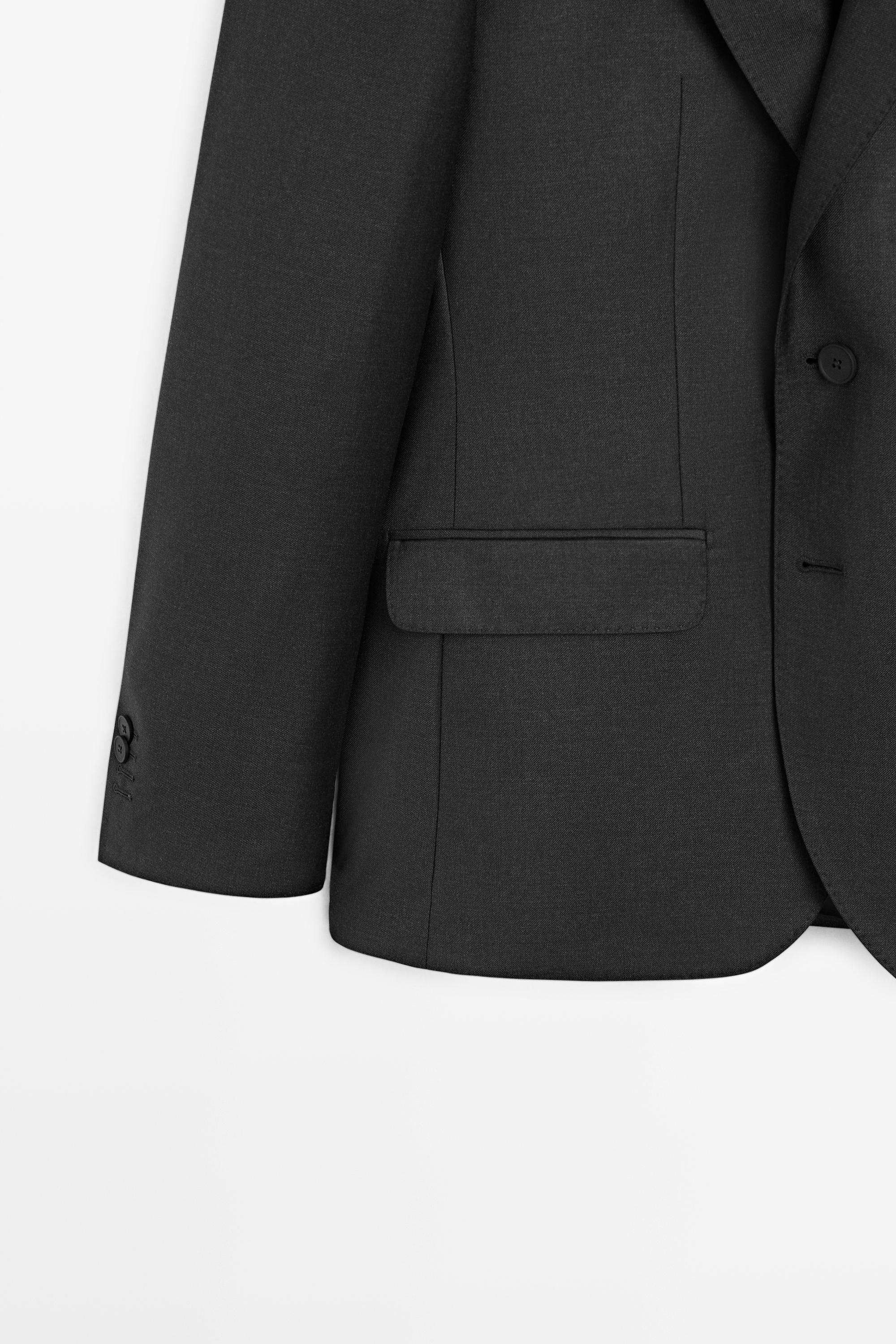100% cool wool suit blazer — CHARCOAL