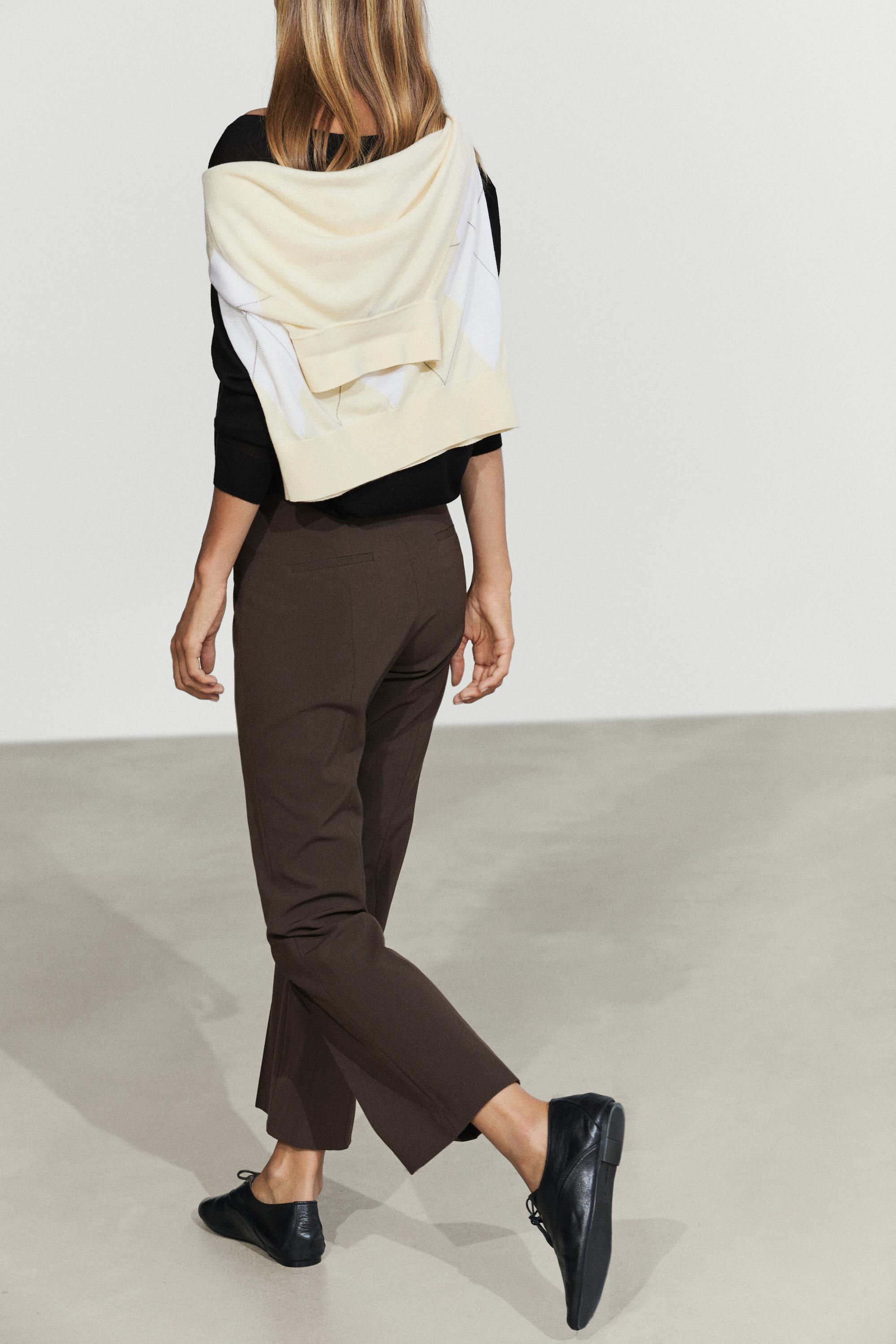 Wool-blend kick flare pants — BROWN