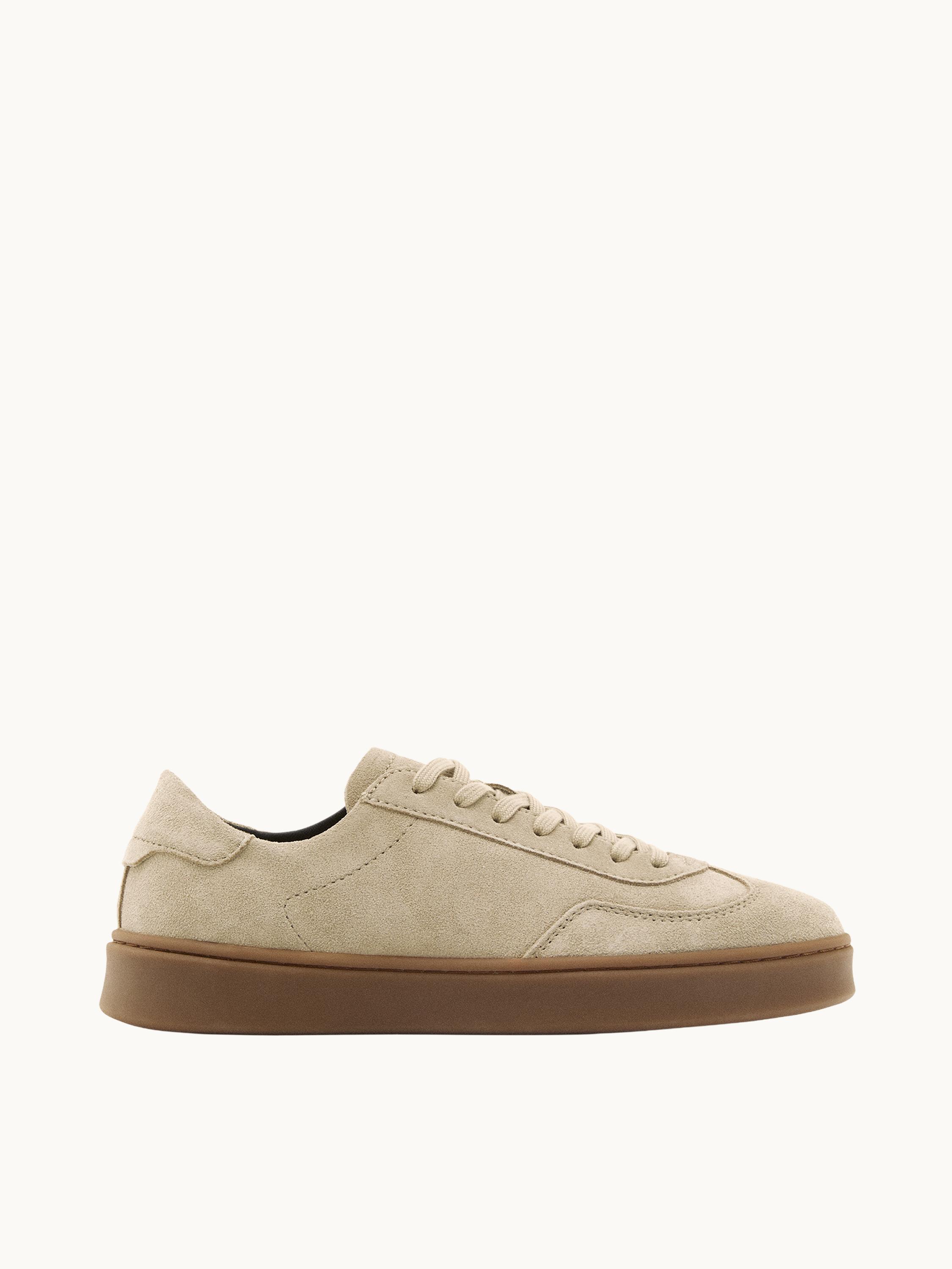 Split suede leather trainers — SAND BROWN