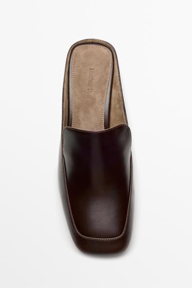 Heeled leather canvas loafer — BROWN 3