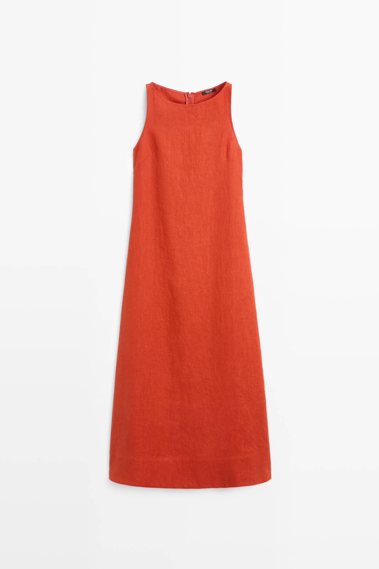 100% linen halter dress — RED