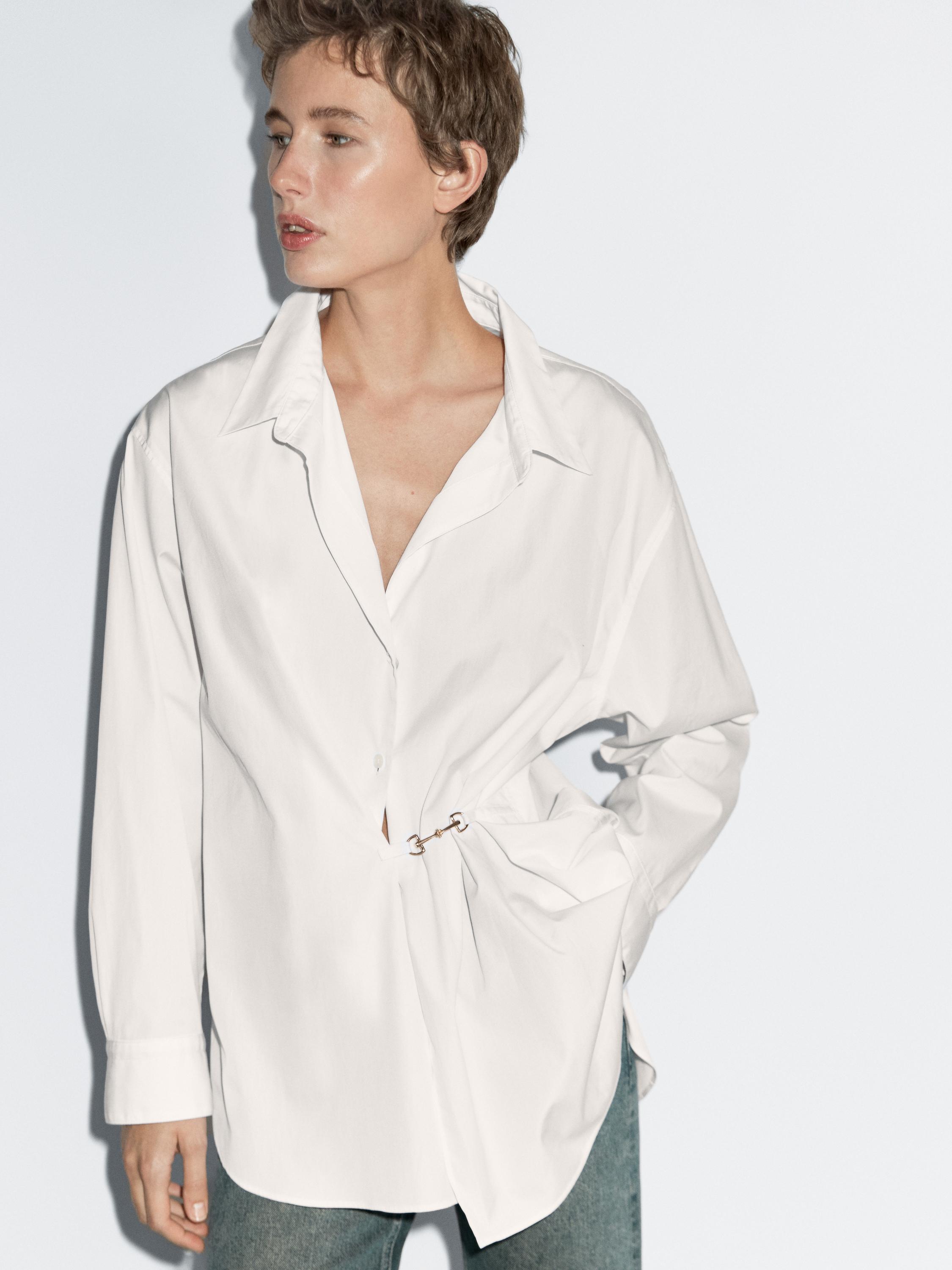 100% cotton poplin shirt with metallic detail