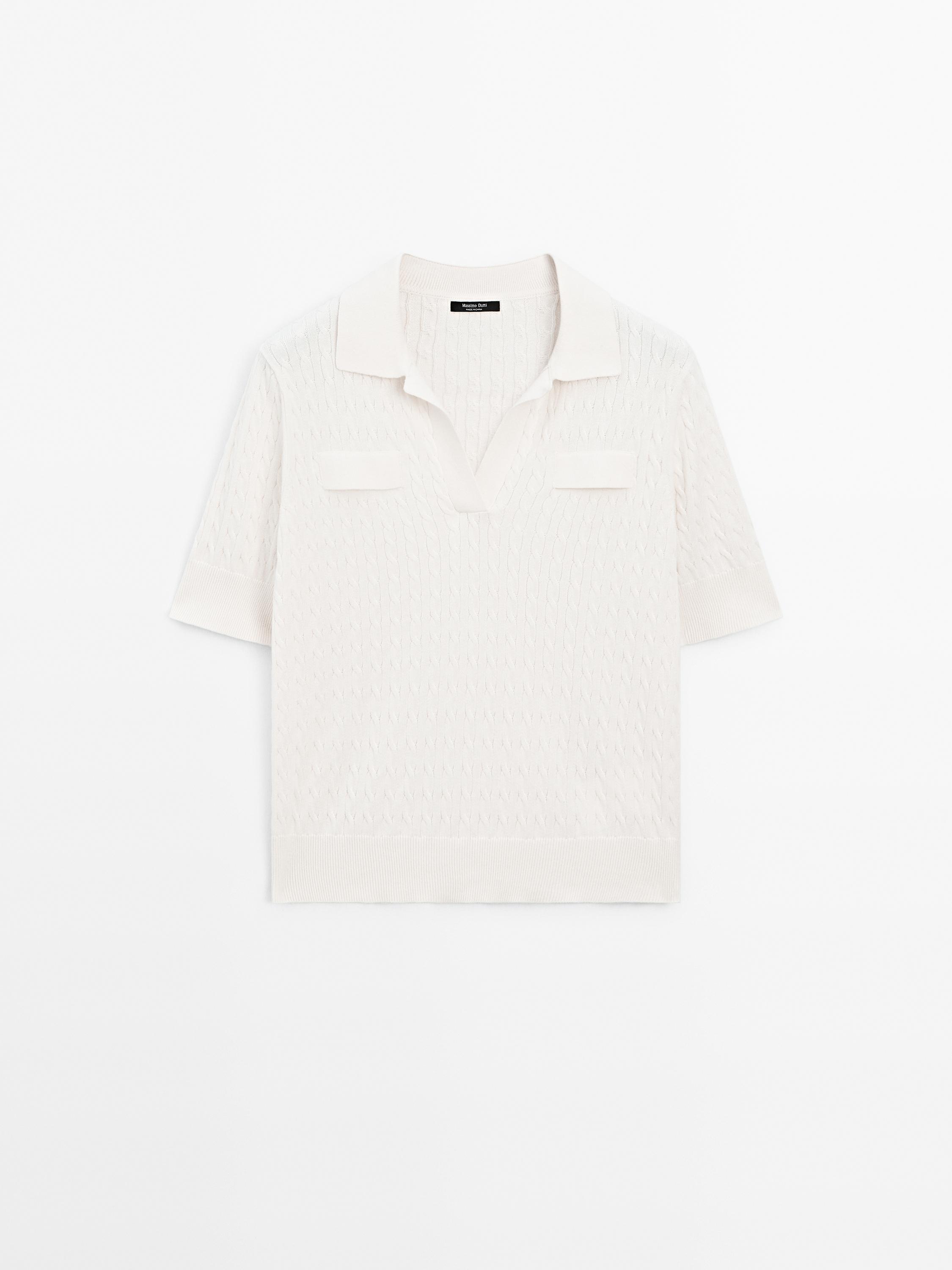 Sweter kerah polo rajut katun 100%