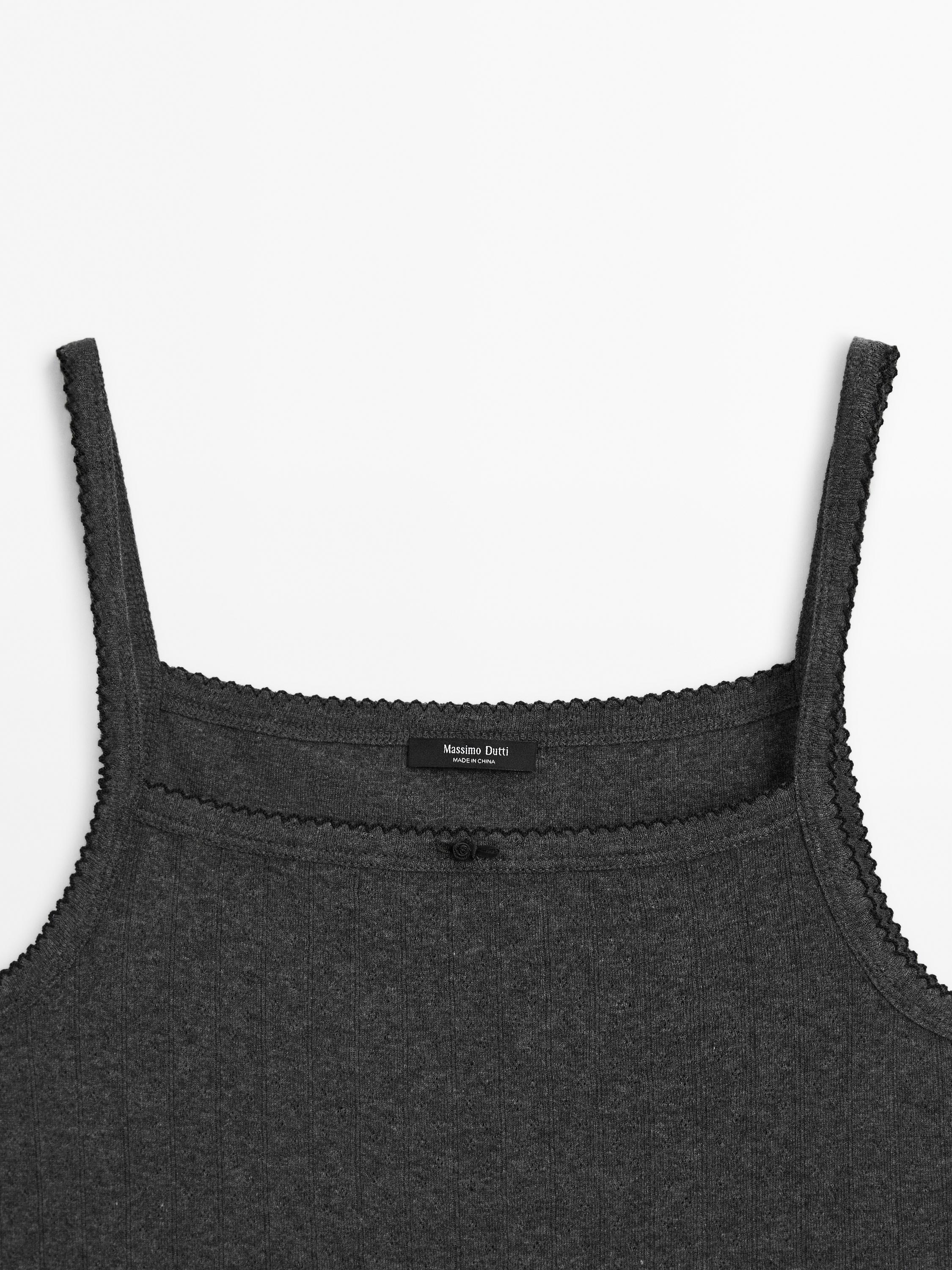 Pointelle top with bow detail