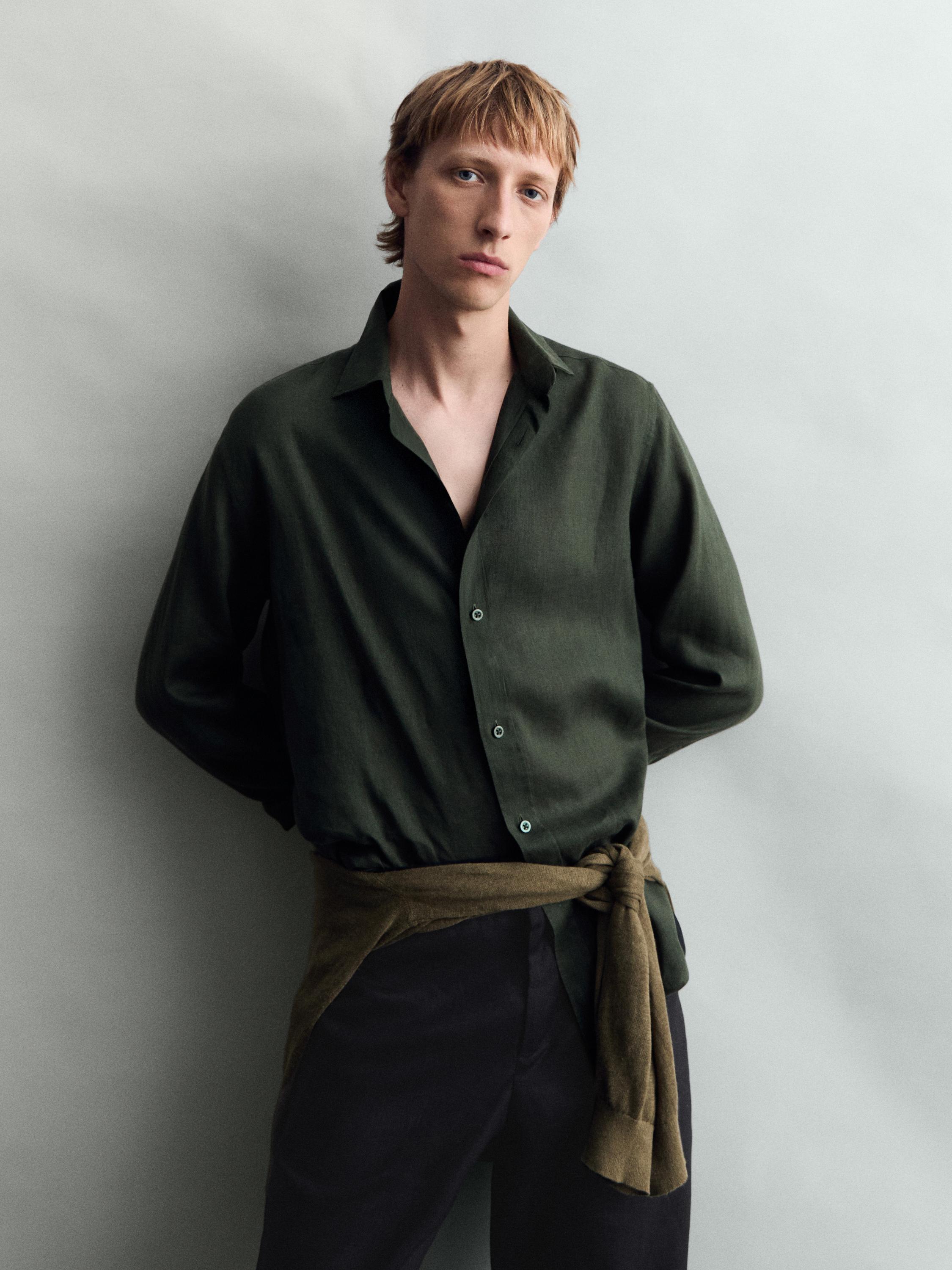 100% linen slim fit shirt
