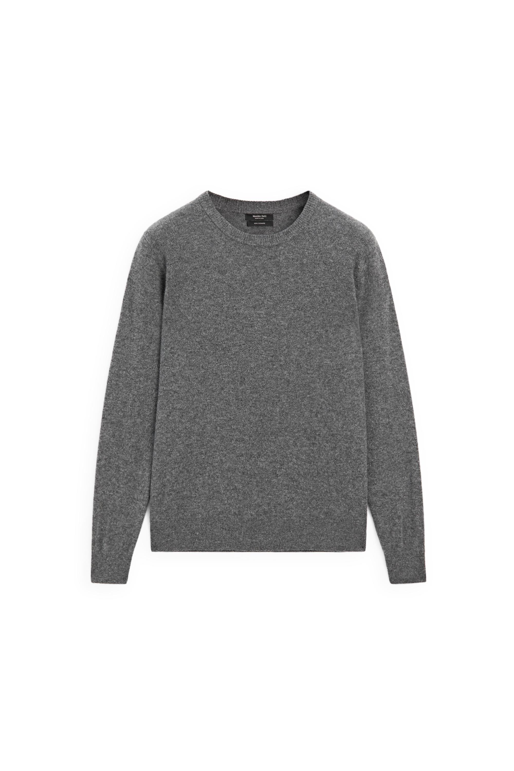 100% cashmere long sleeve sweater — GREY