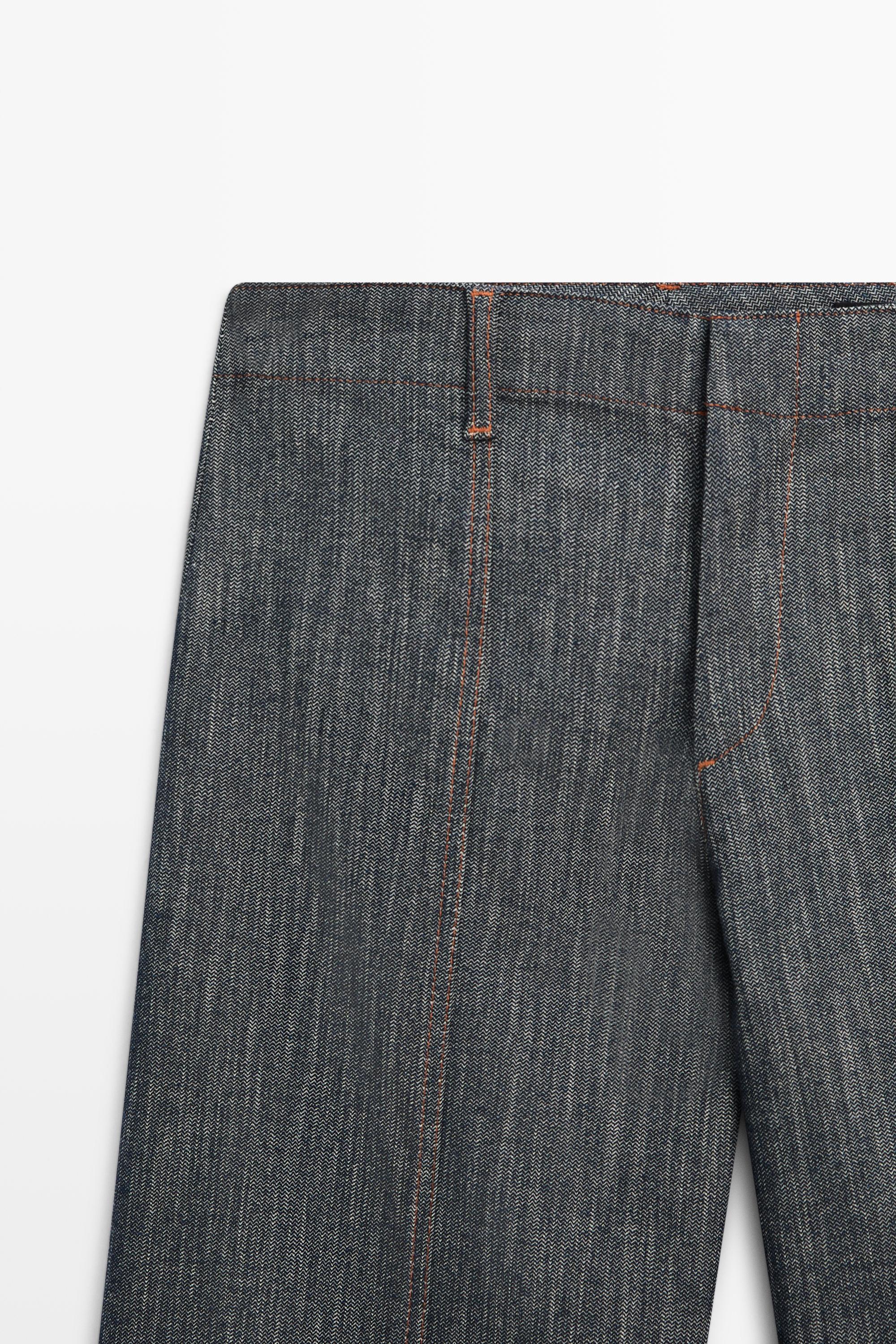 Wide-leg denim effect pants — INDIGO