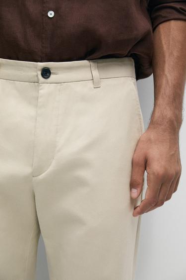 Cotton blend jogger fit pants — BEIGE 8