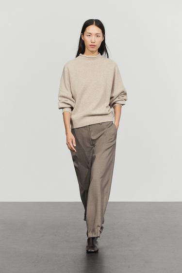 100% wool oversize knit sweater — STONE 1