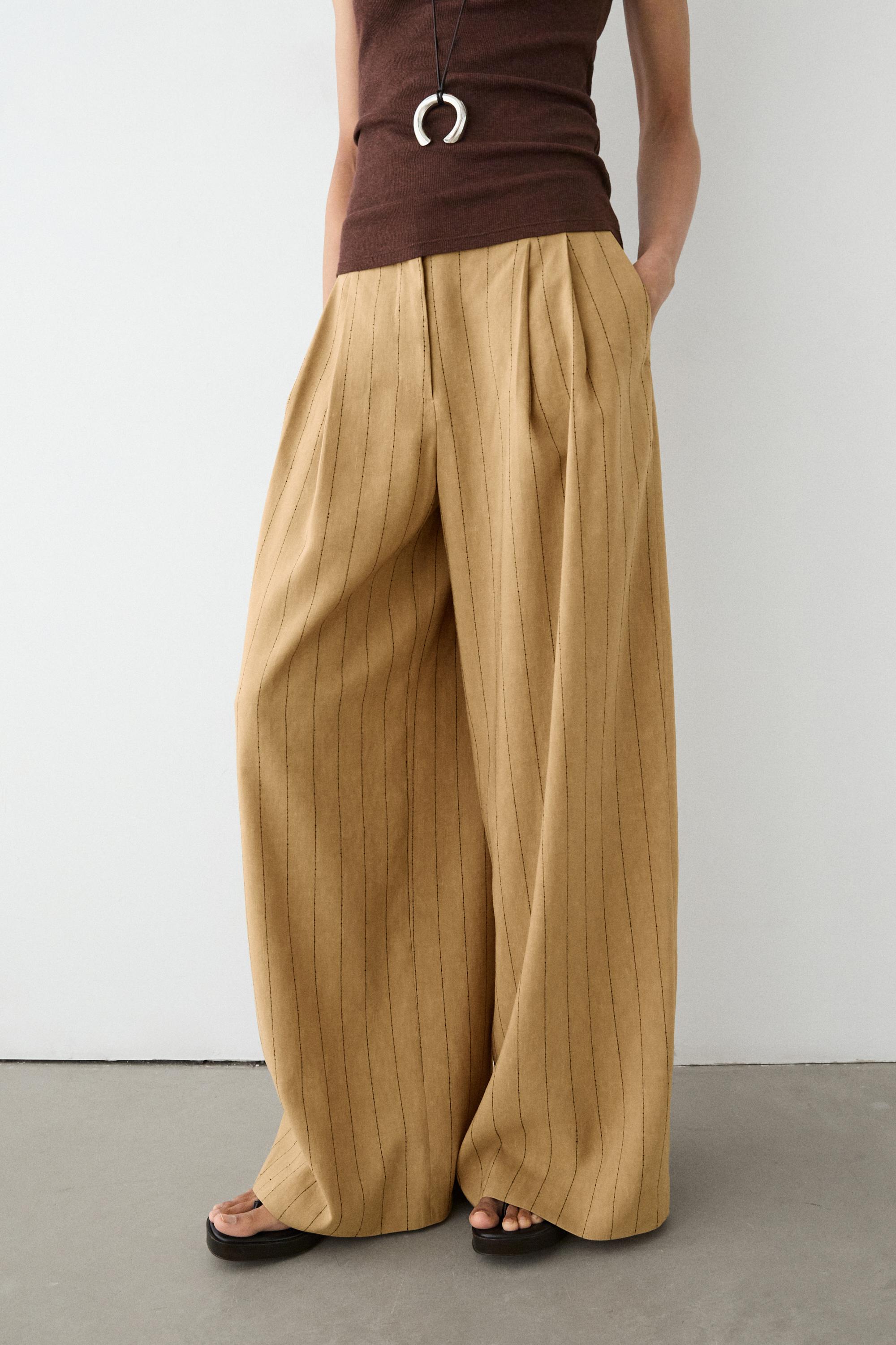Pantaloni Donna TARSE In Lino - Gamba Larga Con Vita Elastica Per Pantaloni Donna TARSE In Lino - Gamba Larga Con Vita Elastica Per