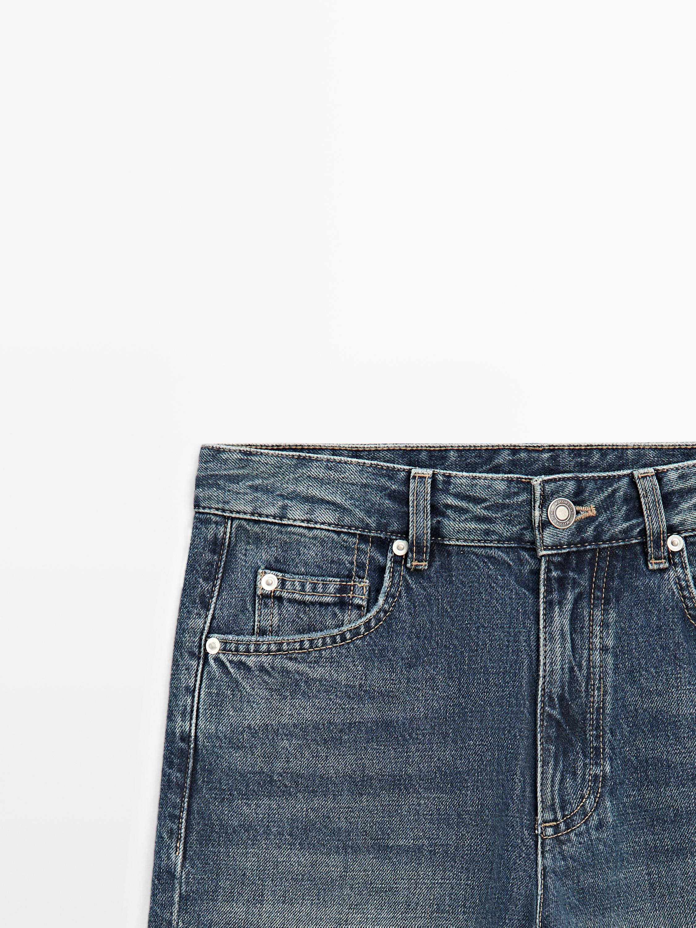 Mid-rise cropped flare fit jeans — MEDIUM BLUE