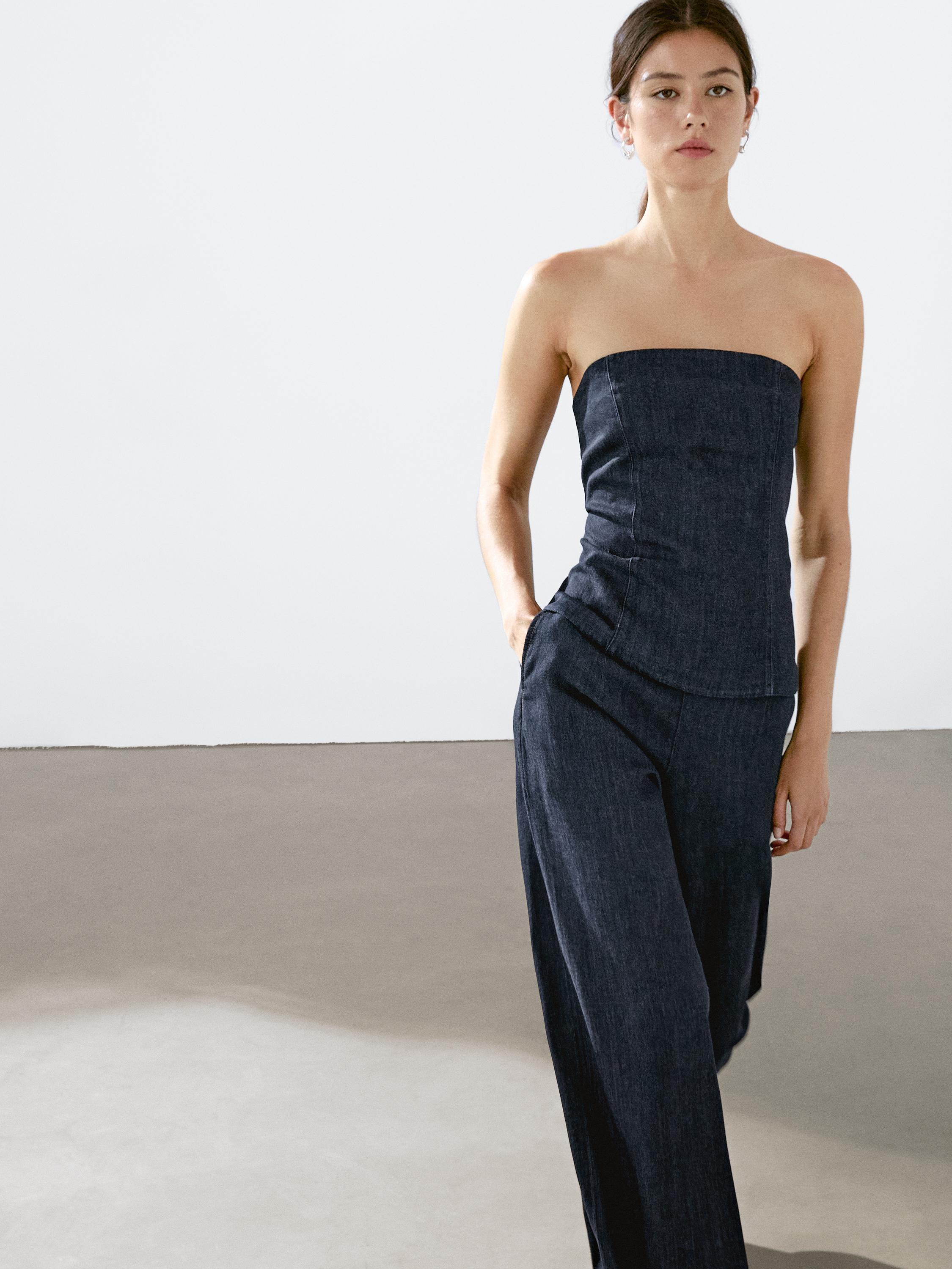 Top denim palabra de honor