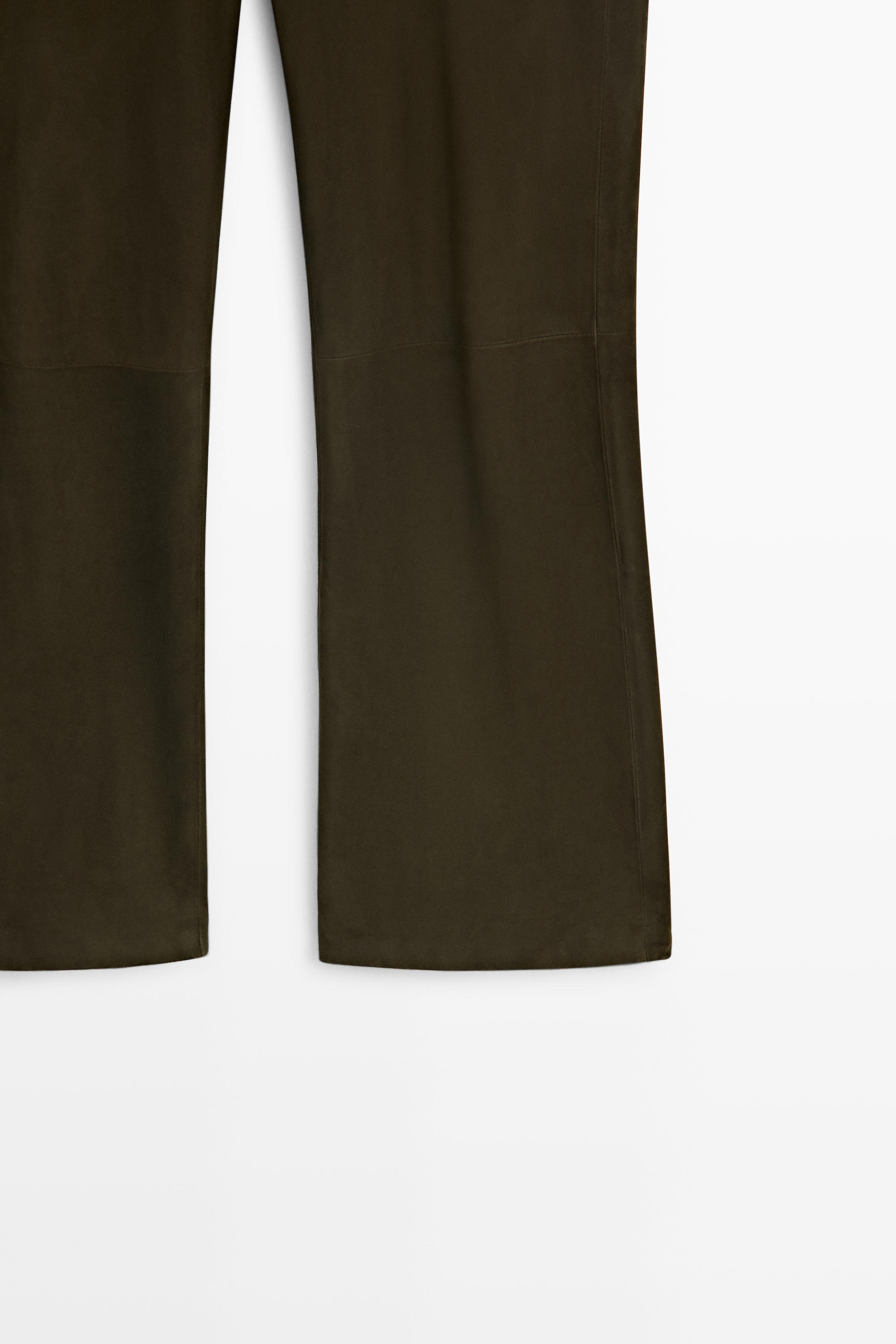 Suede leather pants — KHAKI