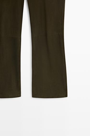 Suede leather pants — KHAKI 7