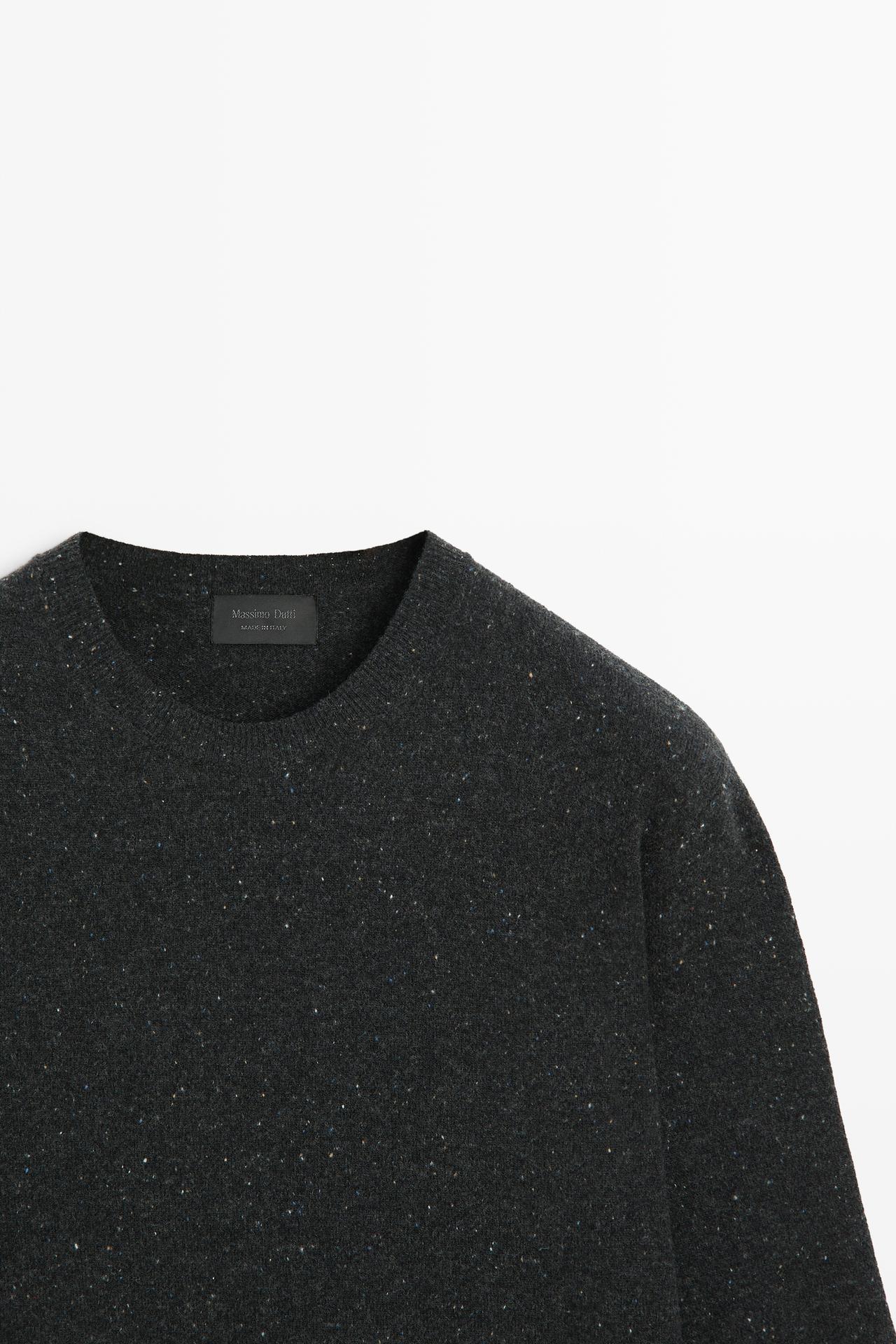 Heathered wool knit sweater — CHARCOAL