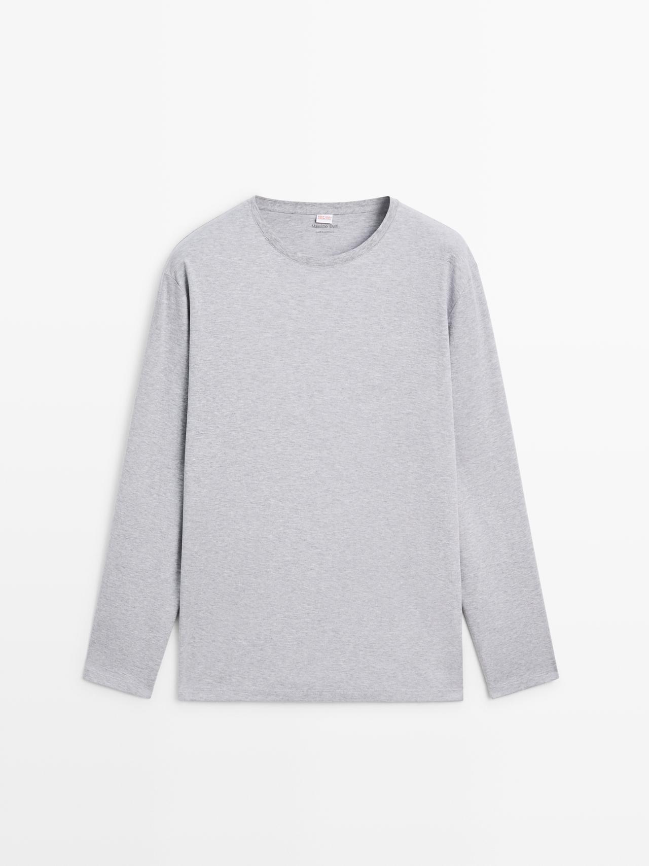 Pigiama A Righe Con Maglietta A Maniche Lunghe 100% Cotone - Azzurro - L - Massimo Dutti - Maschile