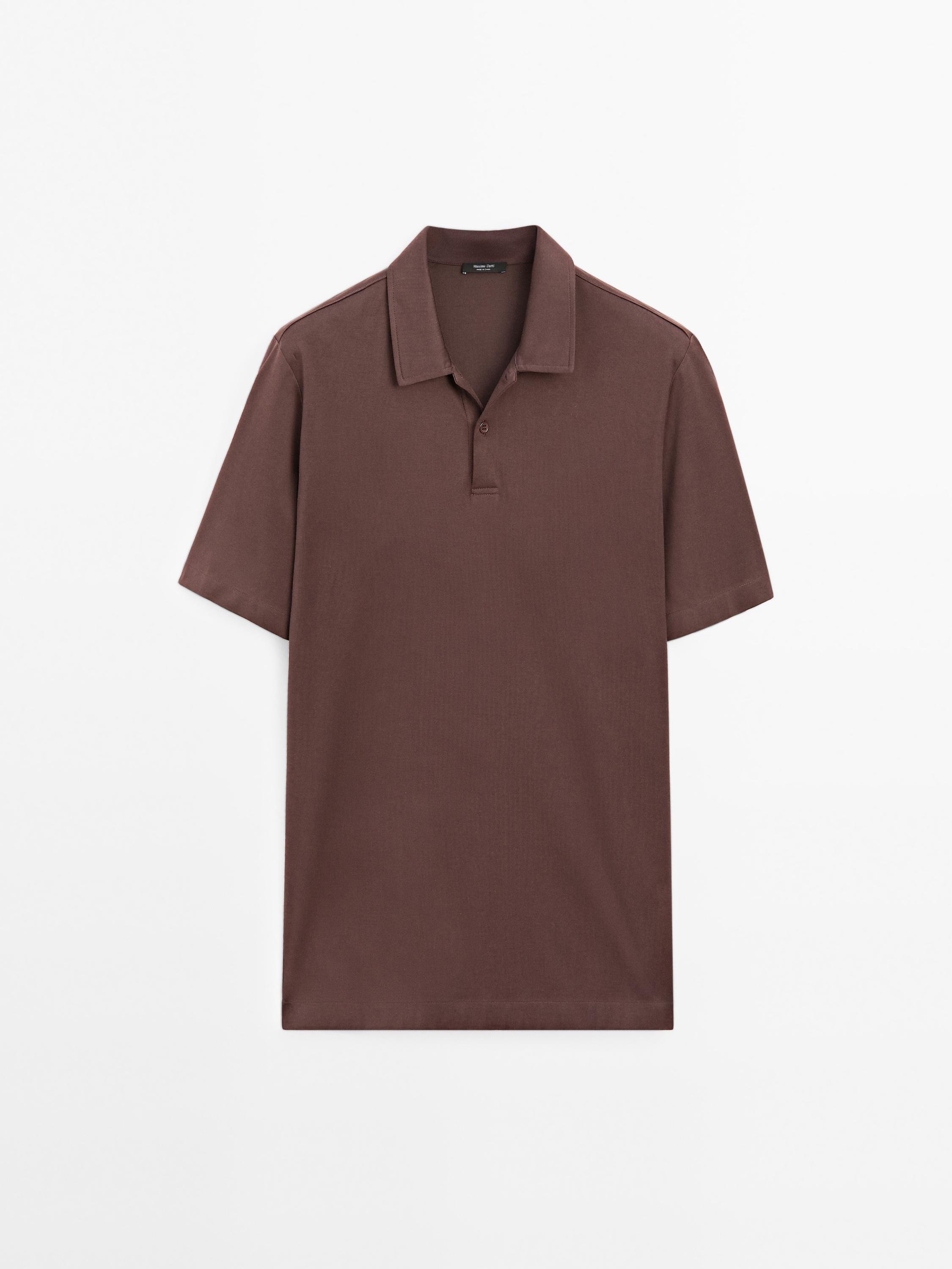 Slim fit cotton blend polo shirt