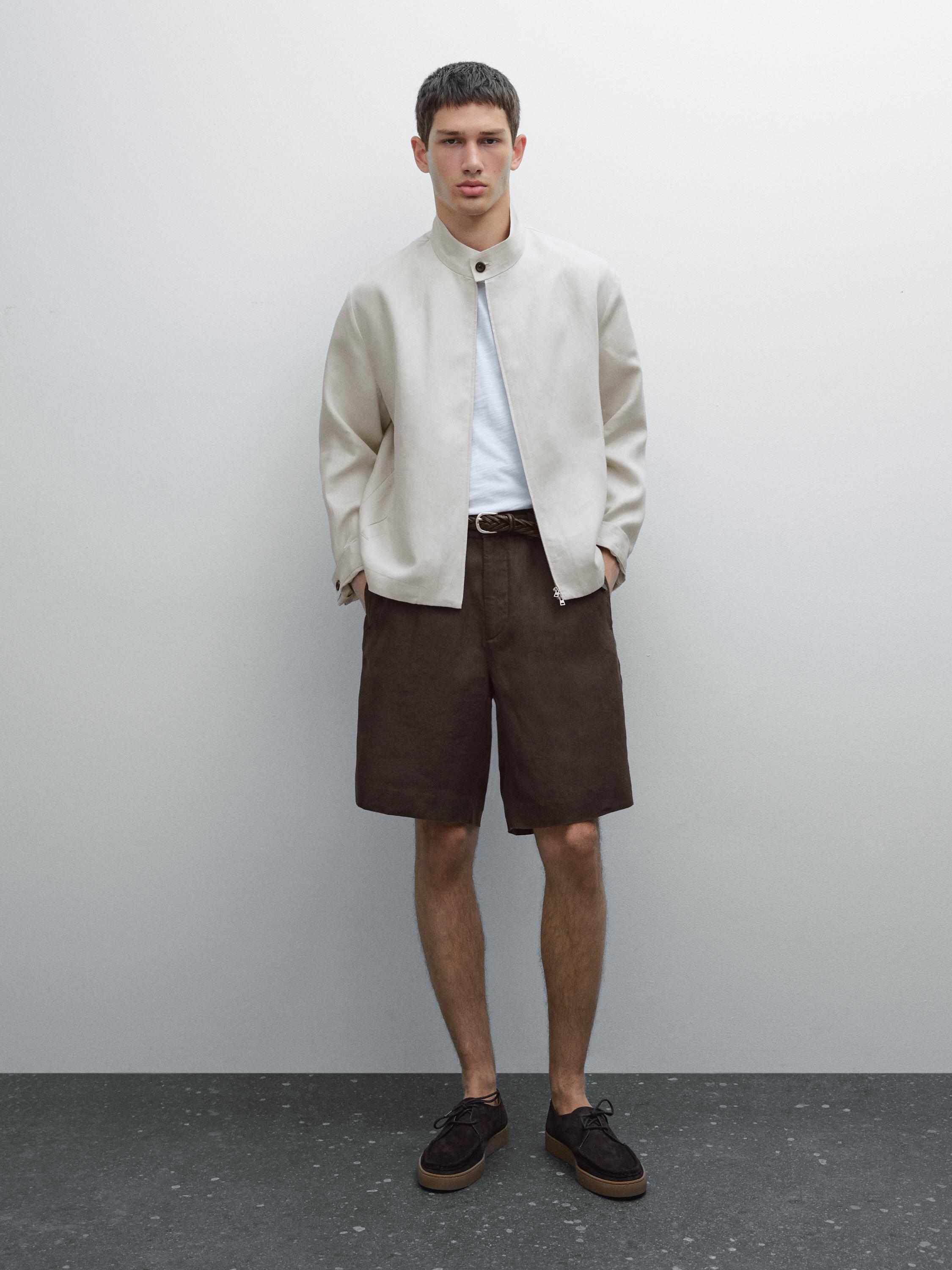Lightweight linen Bermuda shorts
