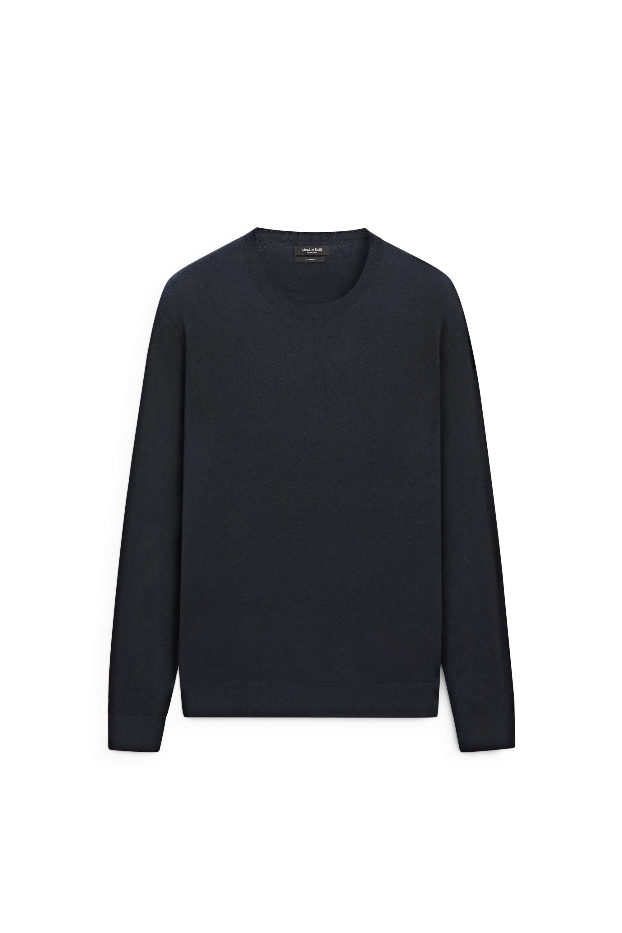 Knit 100% cashmere round neck sweater — NAVY BLUE